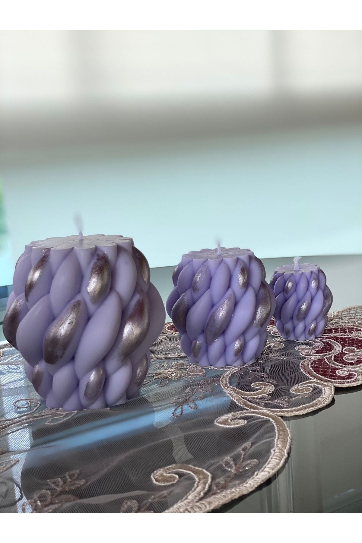 Nunu's Light Lila Varak Lila Sarmal 3 'lü Mum Seti