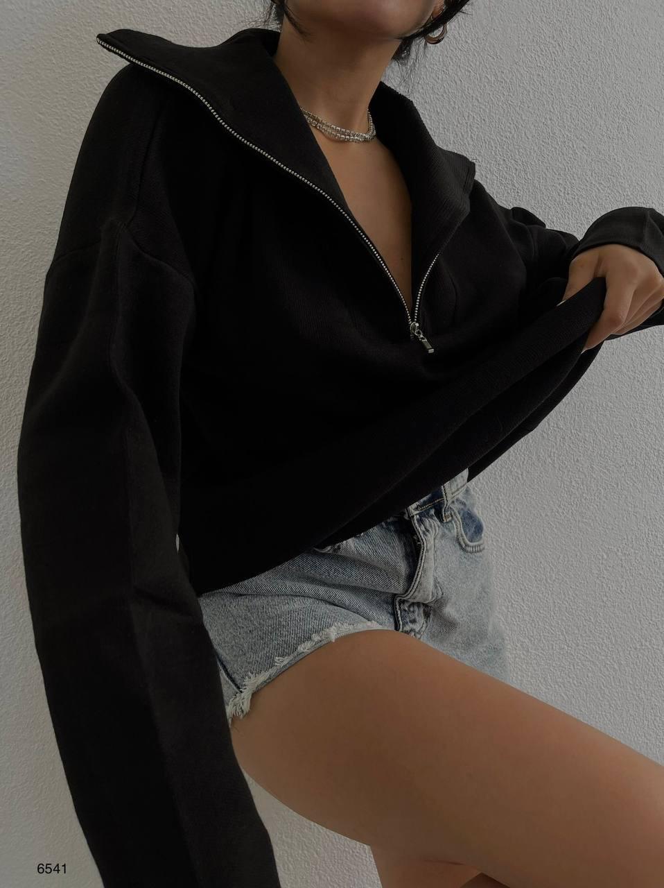 Black Angel Oversize Siyah Fermuarlı Tunik Triko