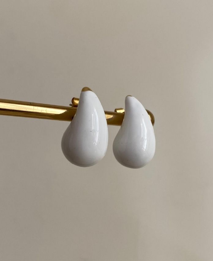 Çelik Beyaz Damla Küpe