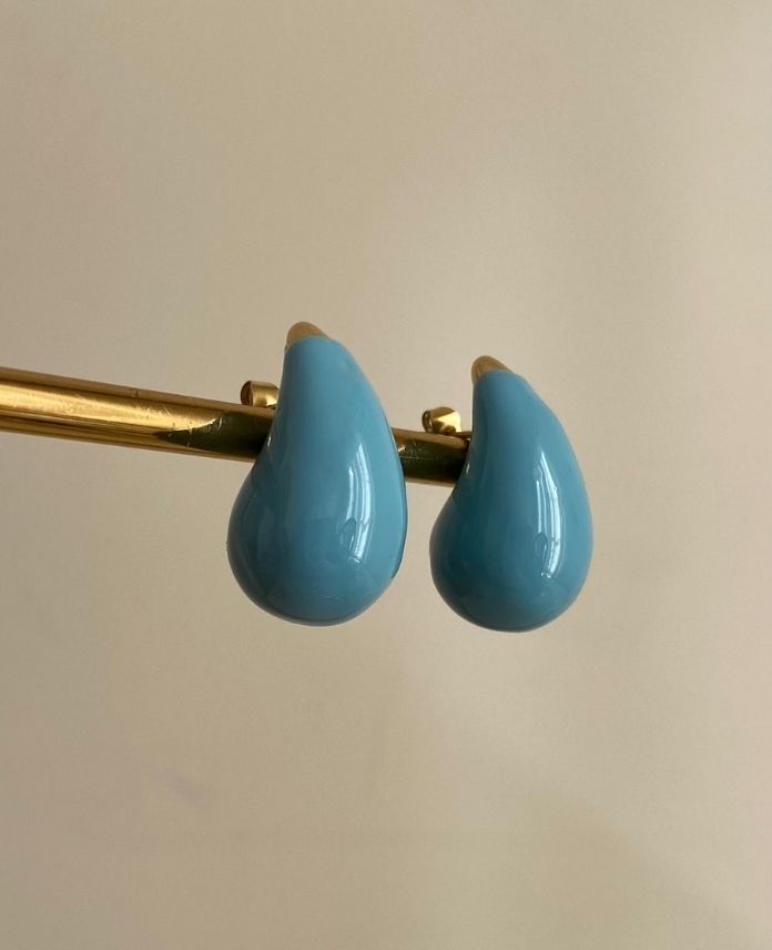 Çelik Mavi Damla Küpe