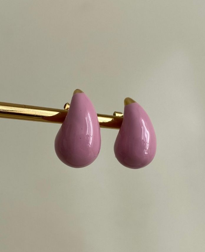 Çelik Pembe Damla Küpe