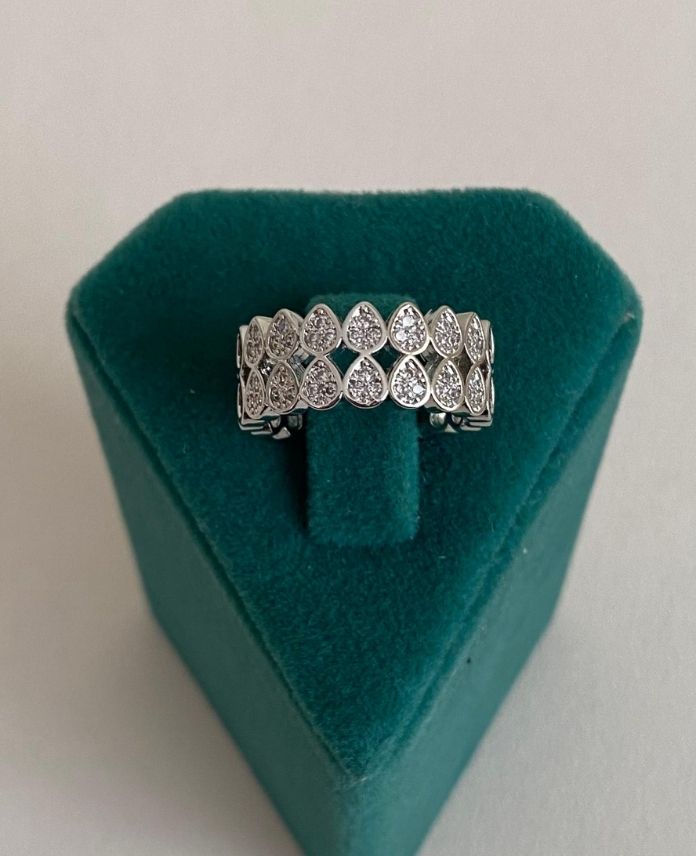 Çelik Silver Damla Taşlı Ayarlamalı Yüzük