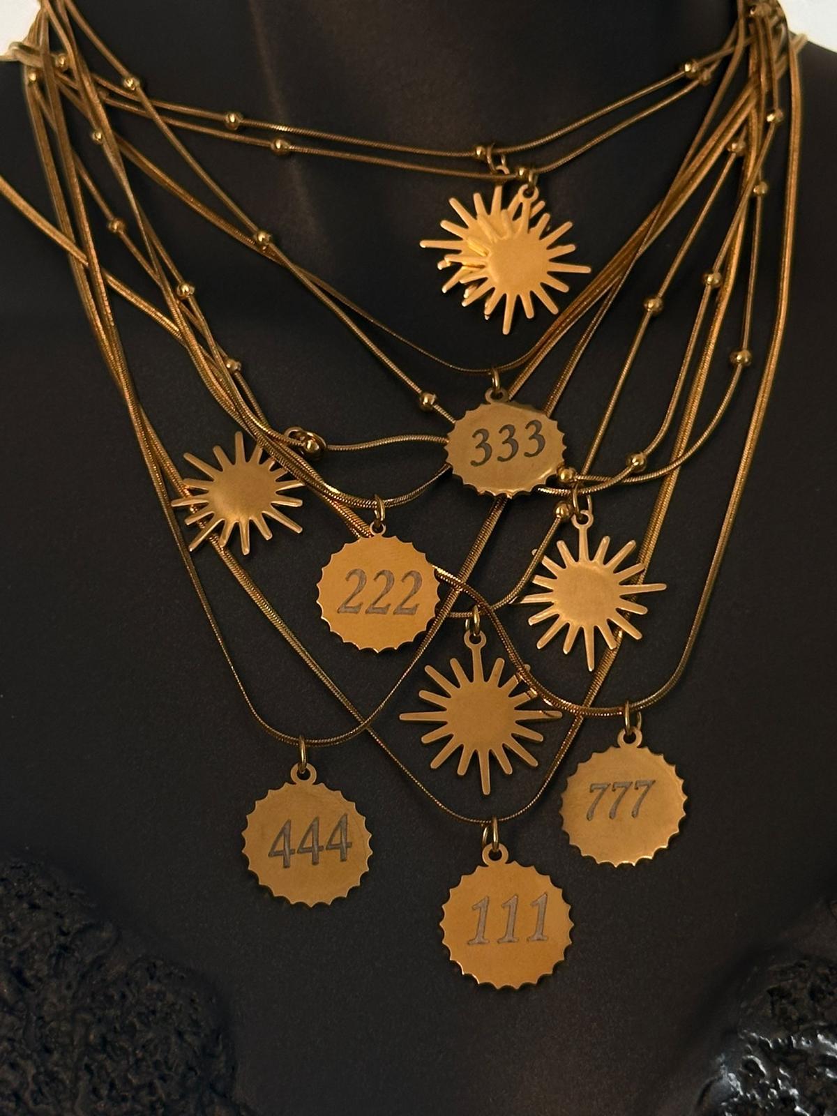 Çelik Gold Dorika Yazılı İkili Güneş Kolye
