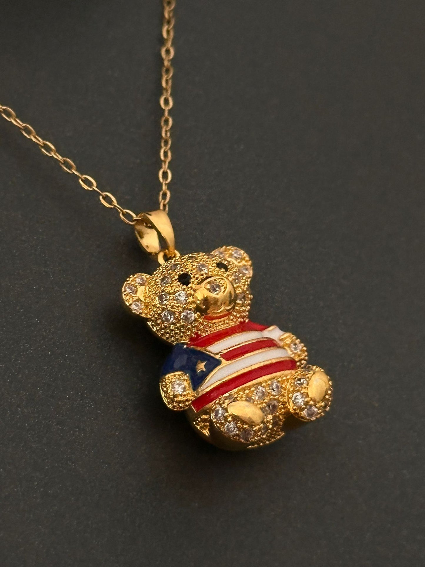 Çelik Gold Bubble Ayıcık Renkli Kolye