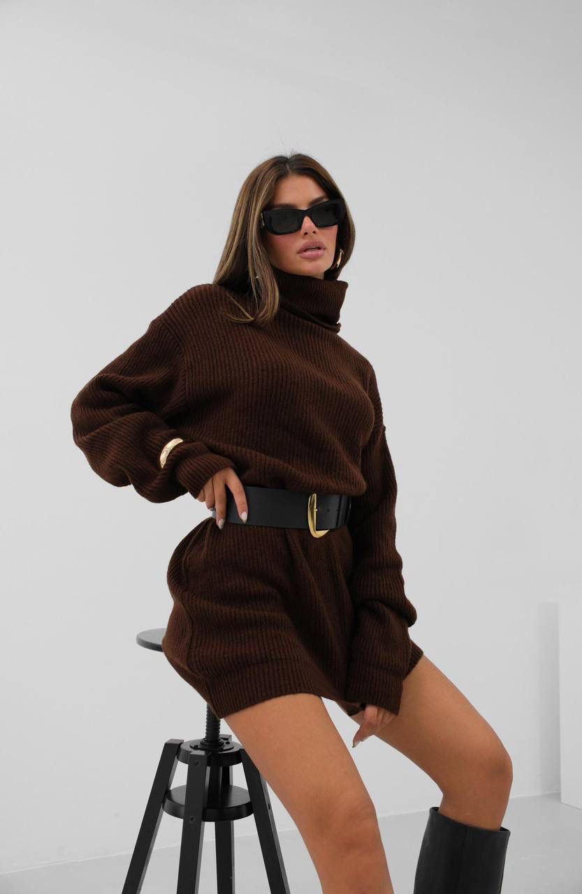 Kali Acı Kahve Oversize Tunik Triko