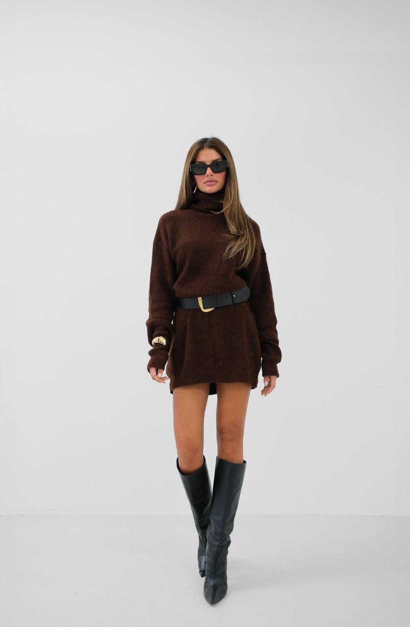 Kali Acı Kahve Oversize Tunik Triko