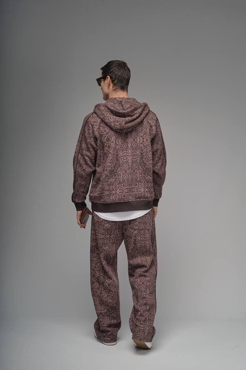 NuNu By King Oversize Etnik Desen Kahverengi Eşofman Takımı