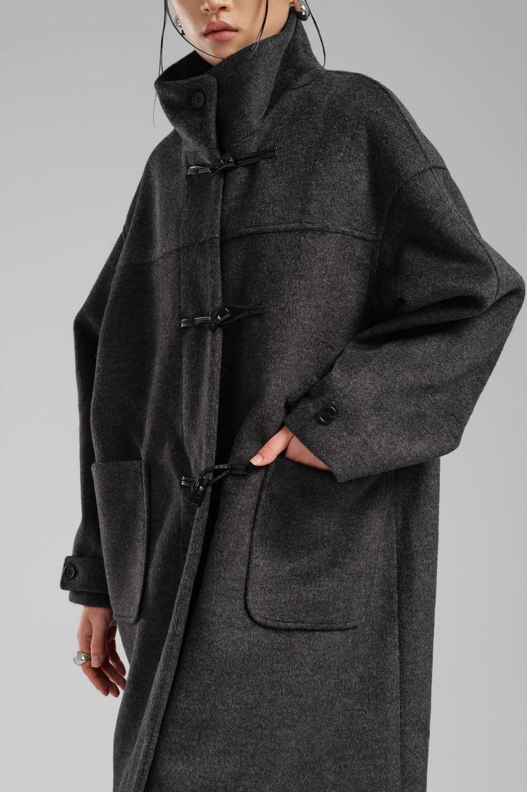 NuNu By TW Mono Wool Antrasit Kaşe Kaban