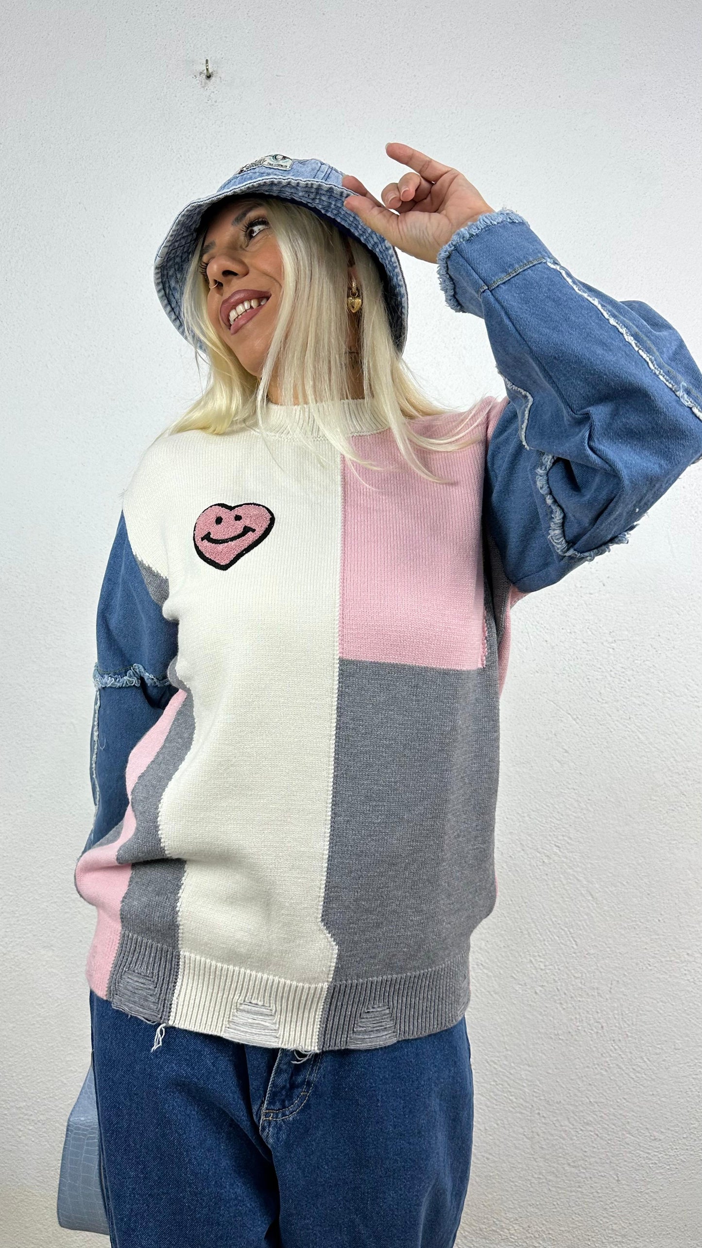 NuNu By Winter Bliss Pembe Kalp Kalın Triko Kazak