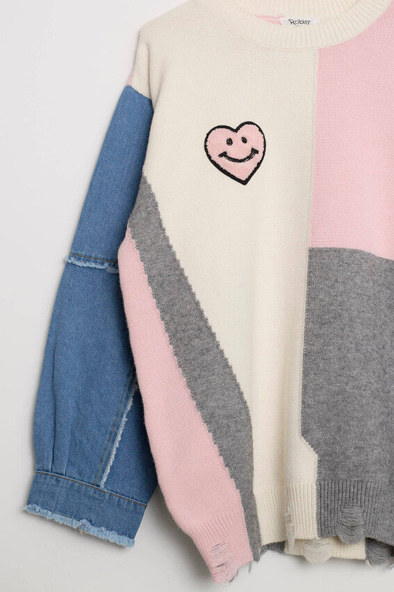 NuNu By Winter Bliss Pembe Kalp Kalın Triko Kazak