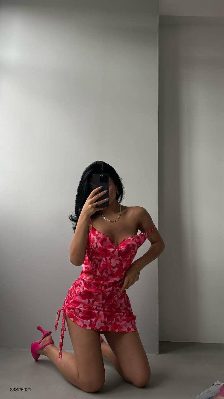 NuNu’S Fusia Lupa Saten Elbise