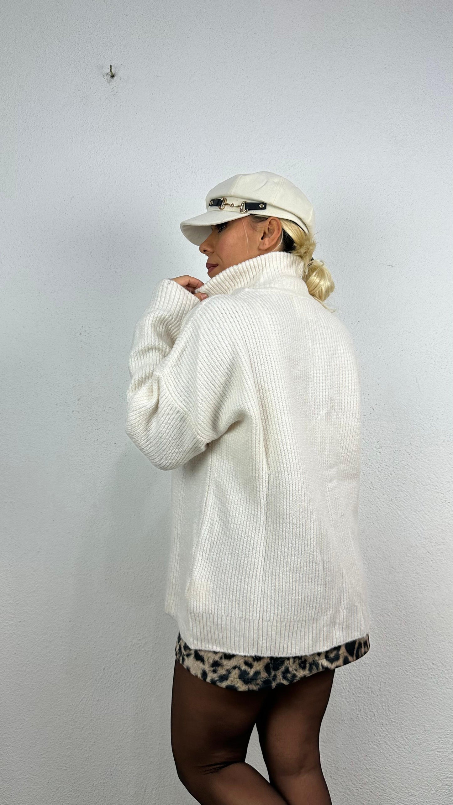 Nunu By Cosy Comfort Krem Polo Yaka Fermuarlı Kazak