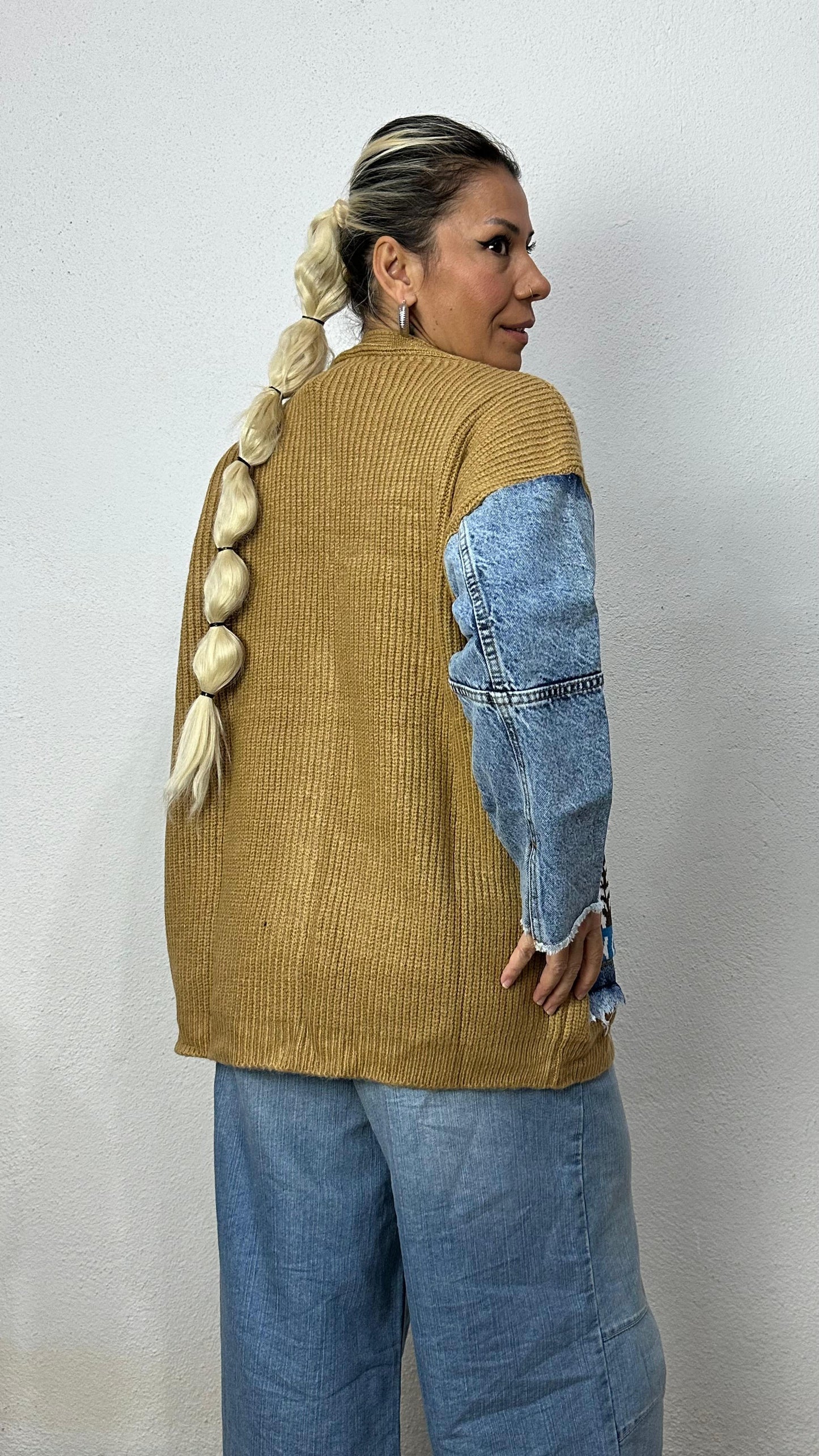 Nunu By Denim Detaylı Camel Oversize Hırka