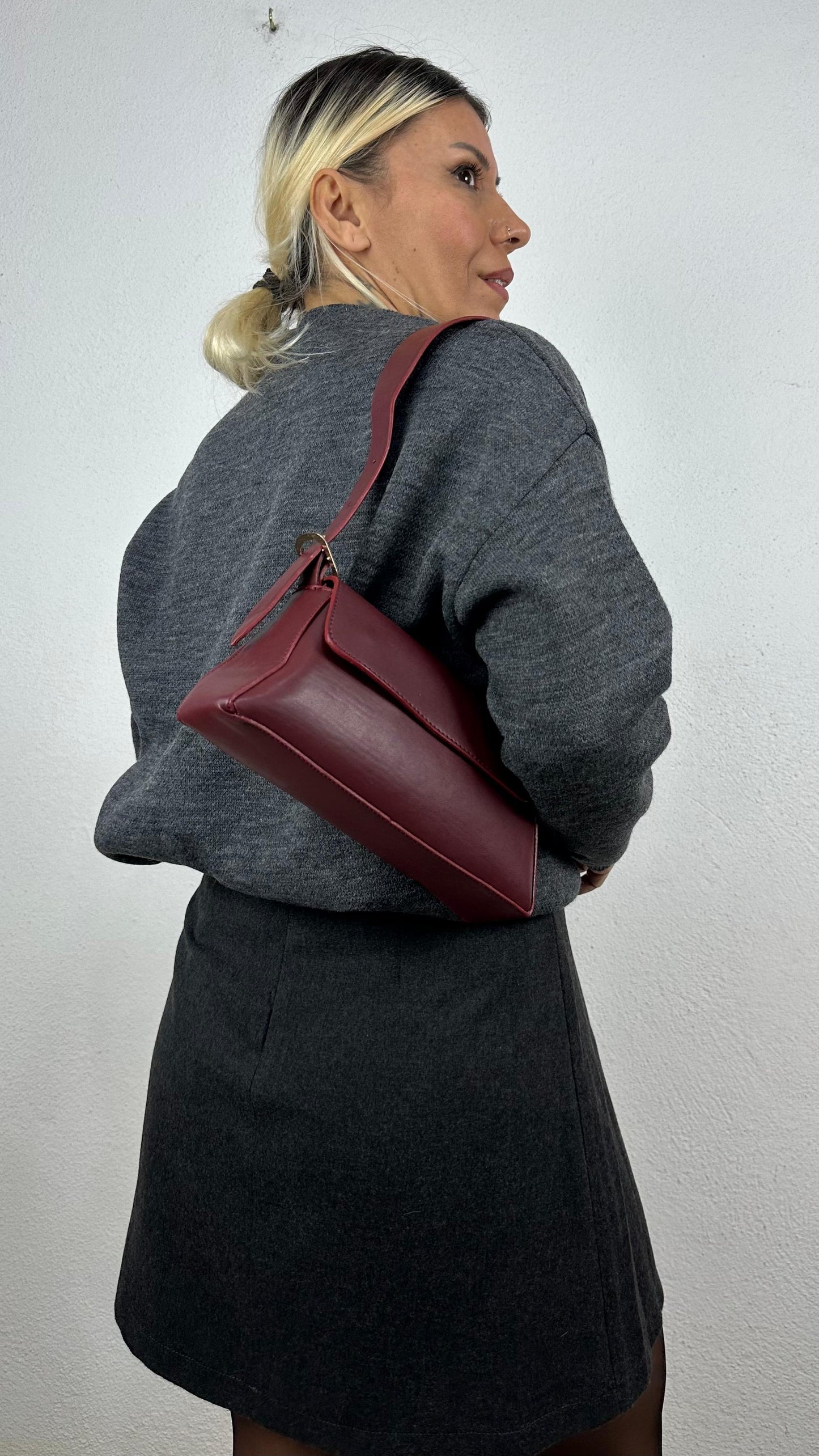 Nunu By Misty Grey Gri Bordo Baklava Desen Kazak