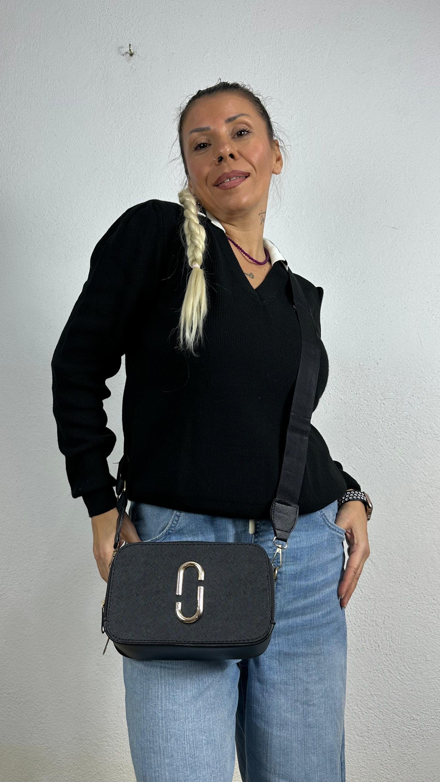 Nunu By Noir Dual Siyah Metal Aksesuarlı Çanta
