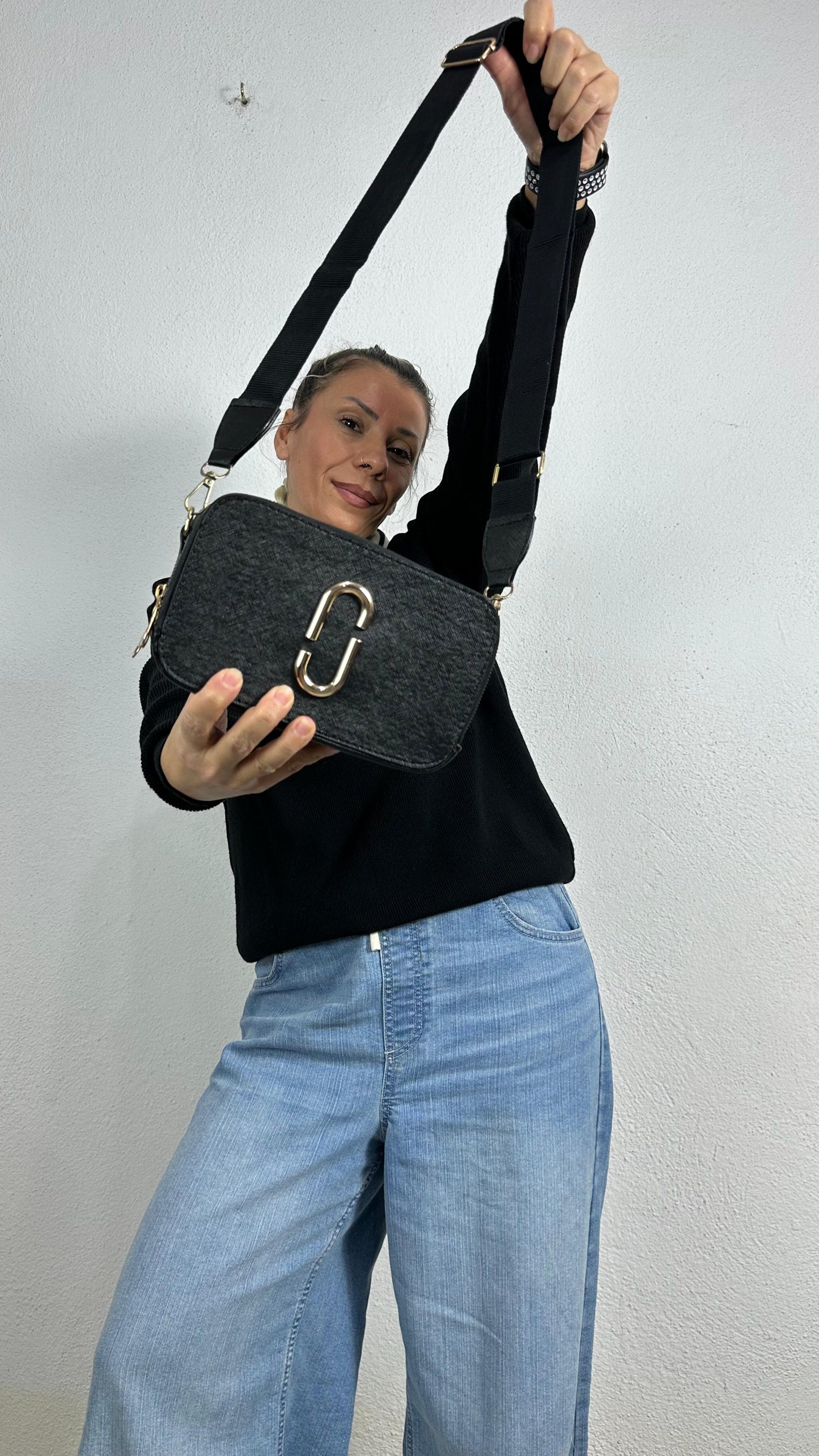 Nunu By Noir Dual Siyah Metal Aksesuarlı Çanta