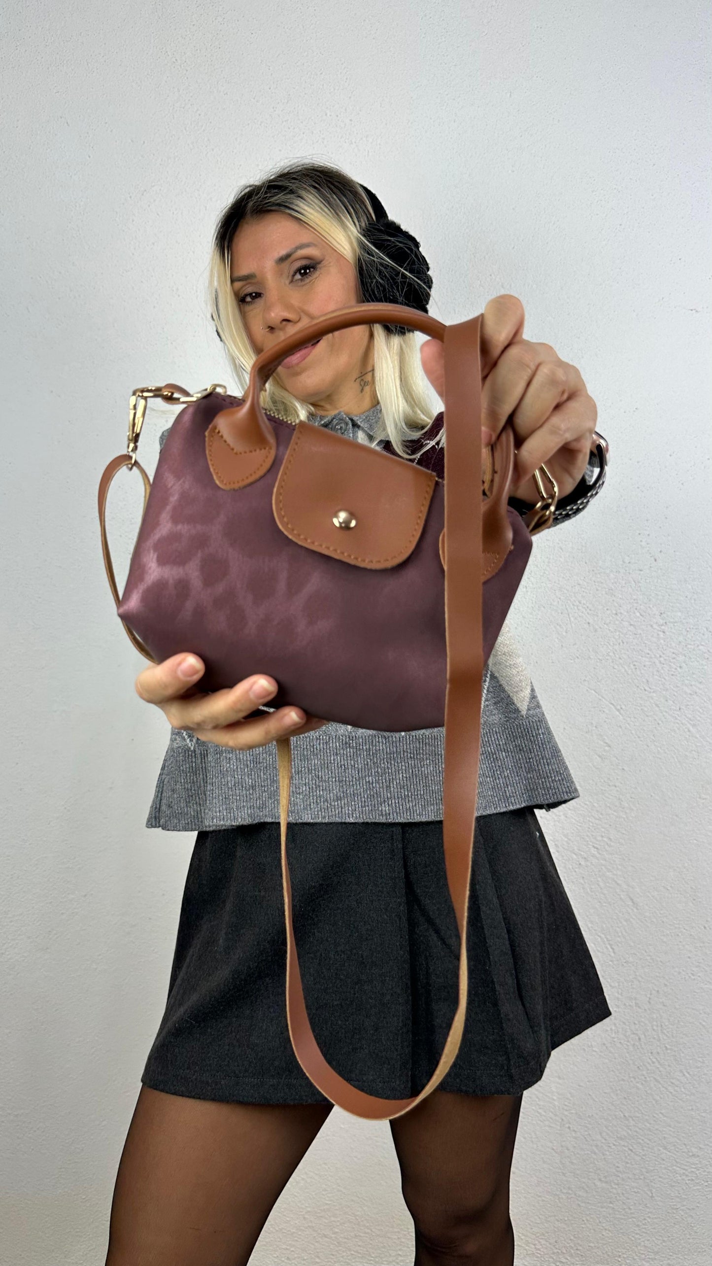 Nunu By Sapphire Bordo Özel Dokulu Mini Çanta