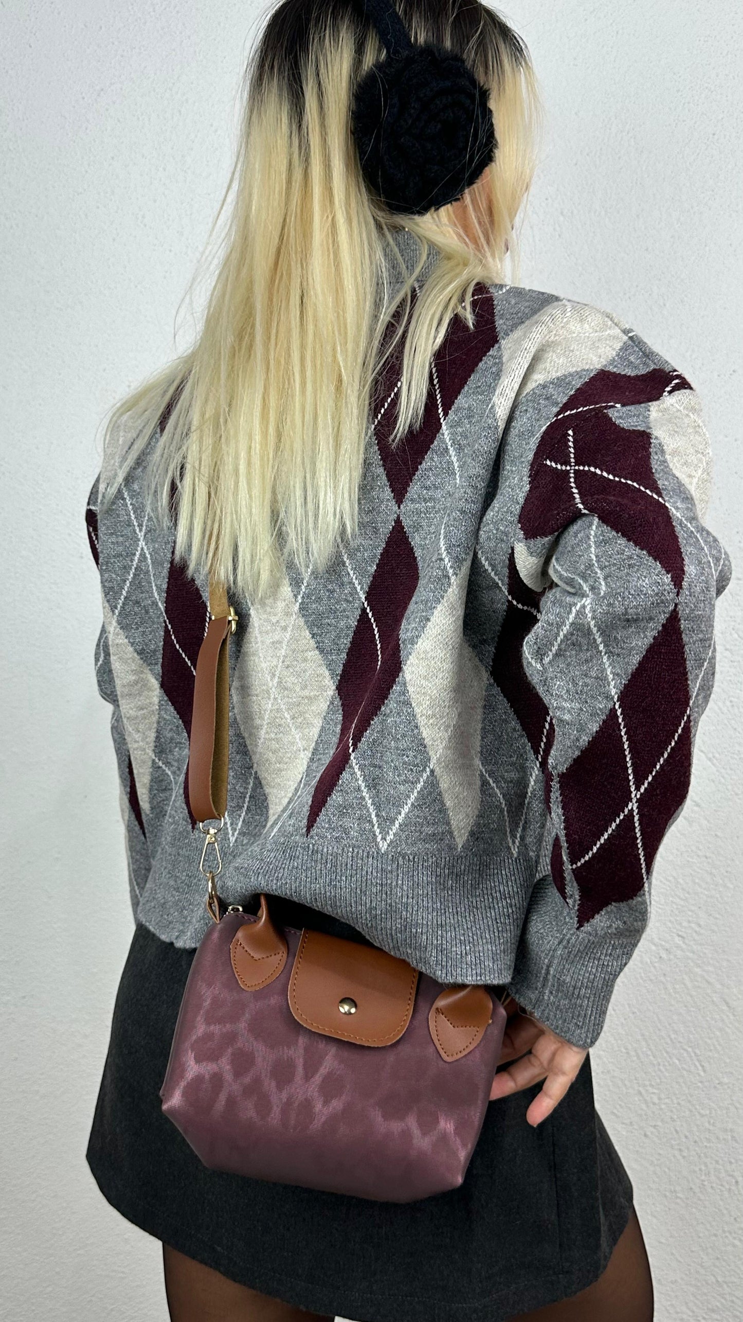 Nunu By Sapphire Bordo Özel Dokulu Mini Çanta