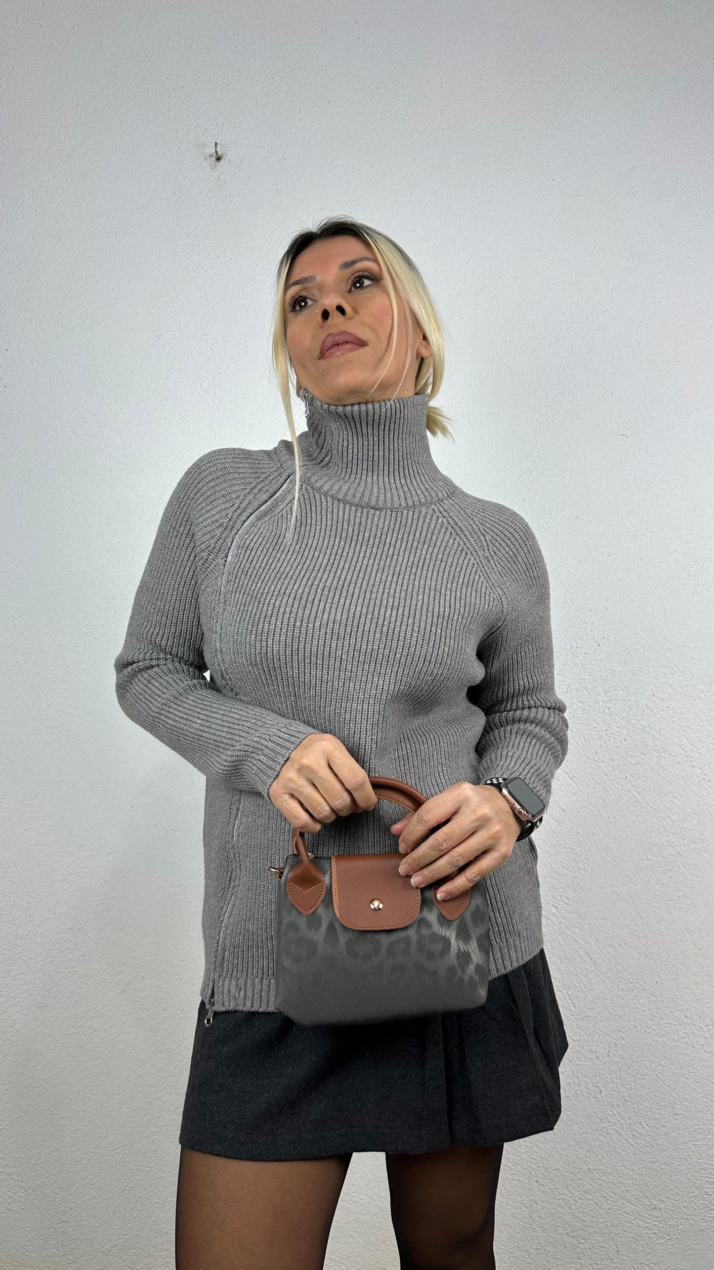 Nunu By Sapphire Gri Özel Dokulu Mini Çanta