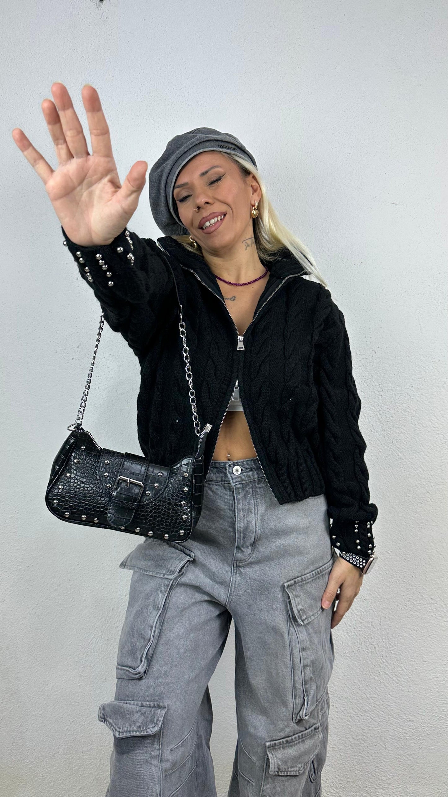 Nunu By Siyah Twilight Zımbalı Charm Çanta