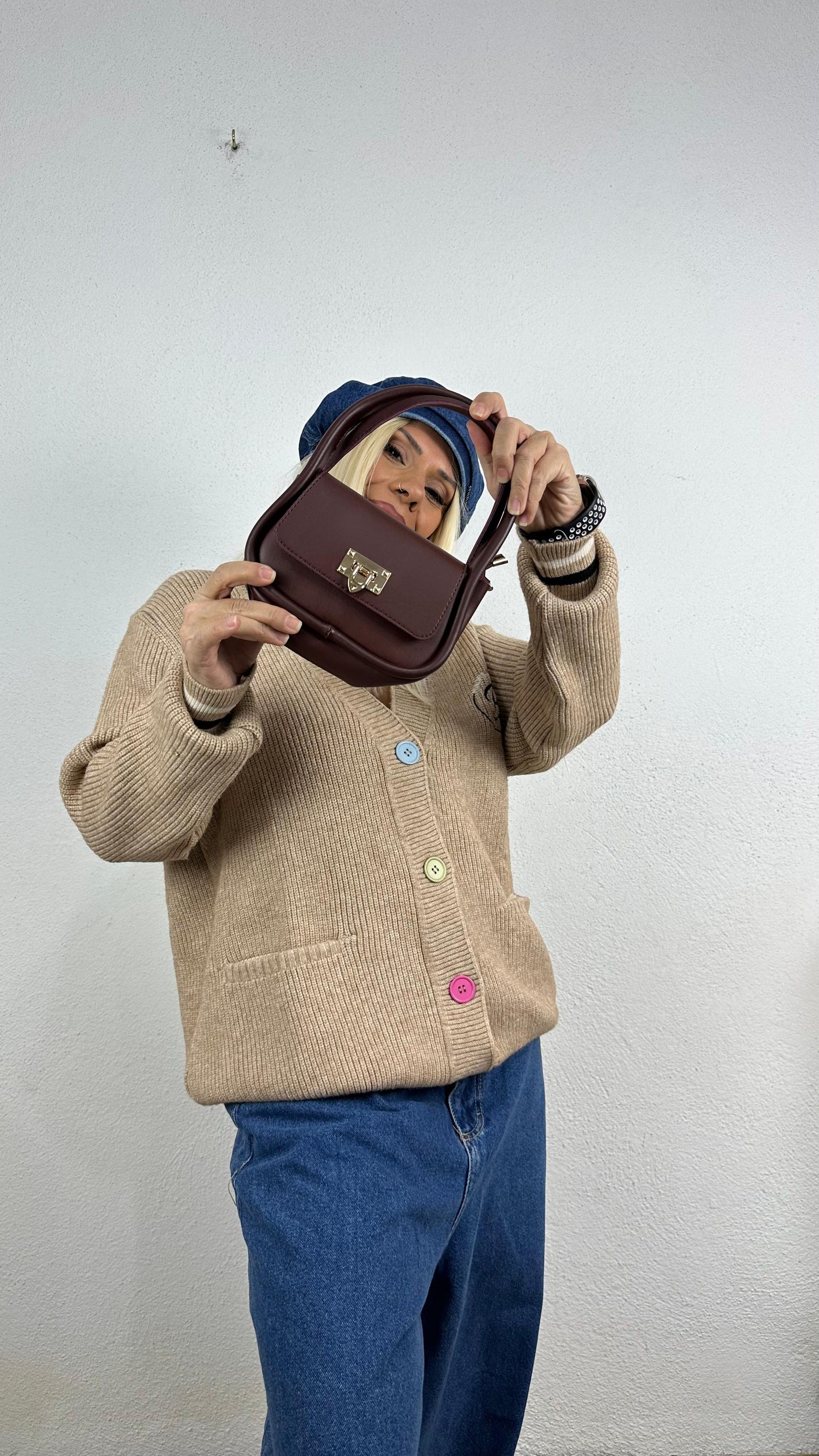 Nunu By Stellar Chic Bordo Mini Çanta