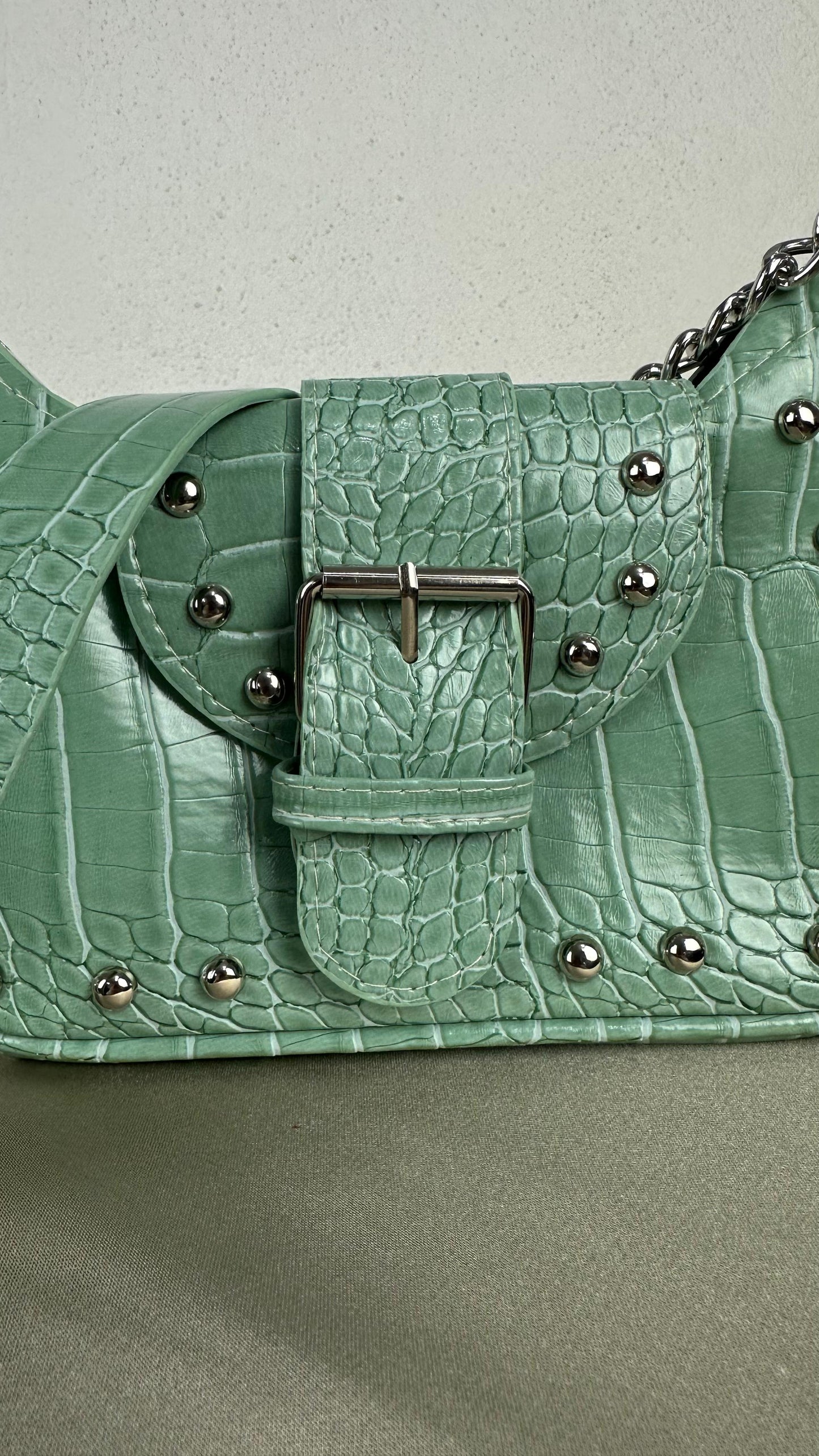 Nunu By Su Yeşili Twilight Zımbalı Charm Çanta