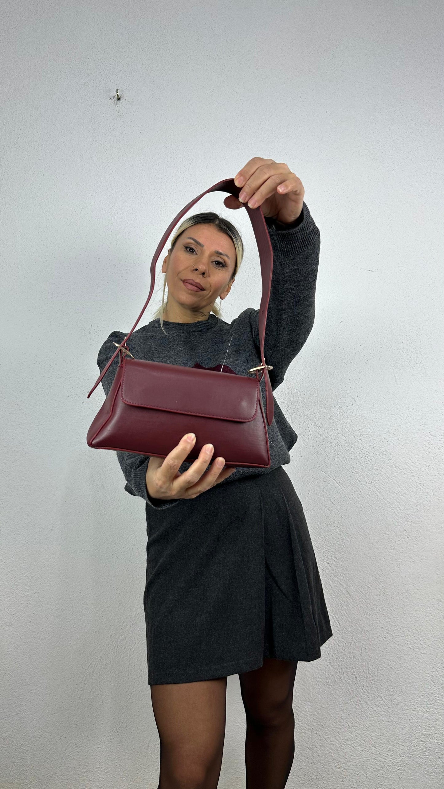 Nunu By Urban Grace Bordo Baget Çanta