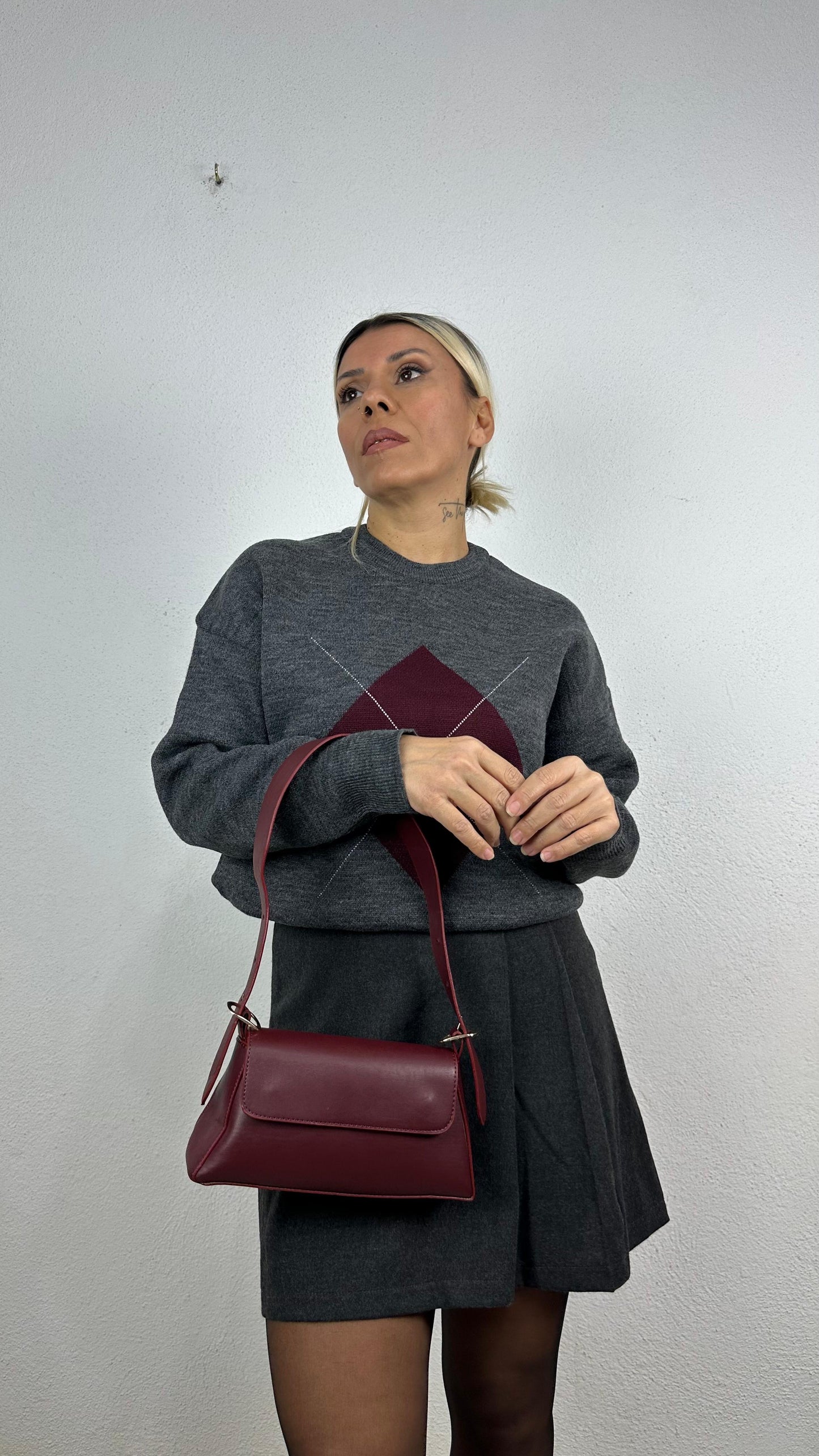 Nunu By Urban Grace Bordo Baget Çanta