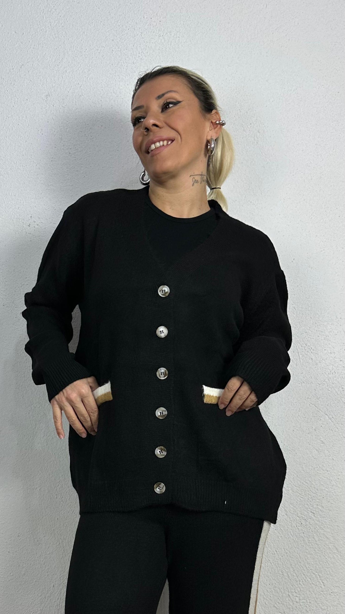 Nunu By Cozy Siyah Şerit Detay Triko Takım