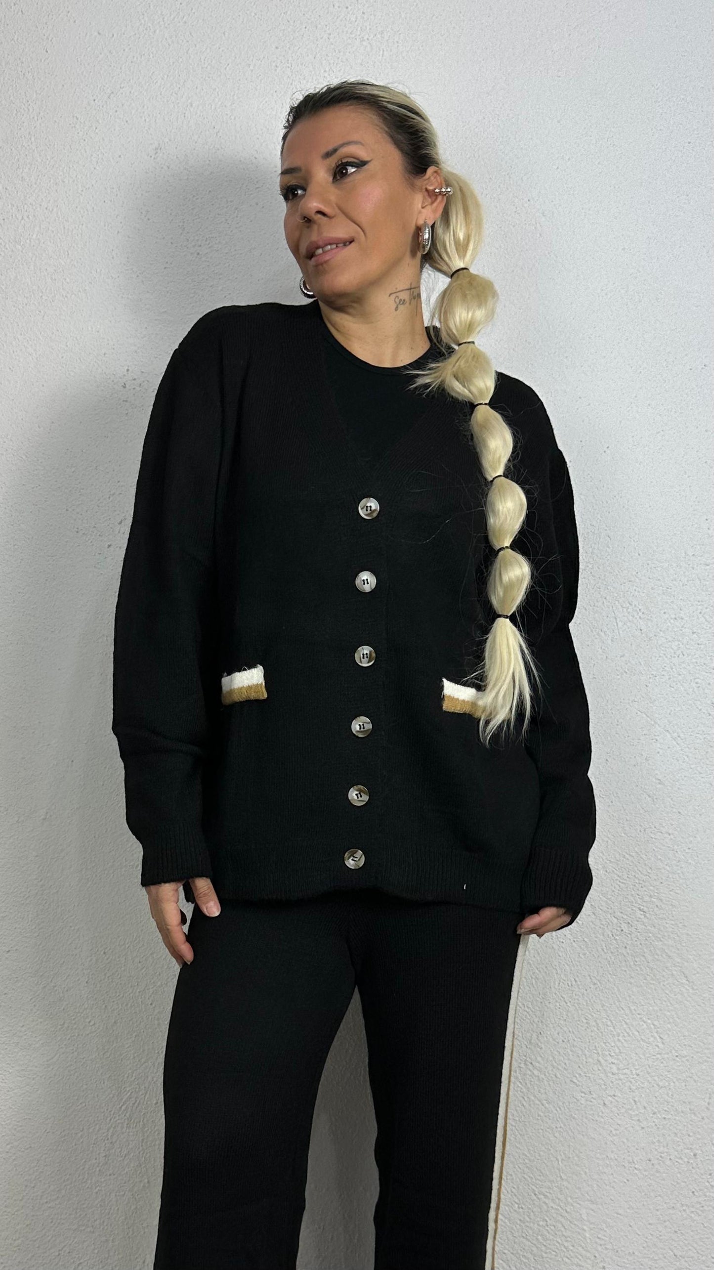 Nunu By Cozy Siyah Şerit Detay Triko Takım