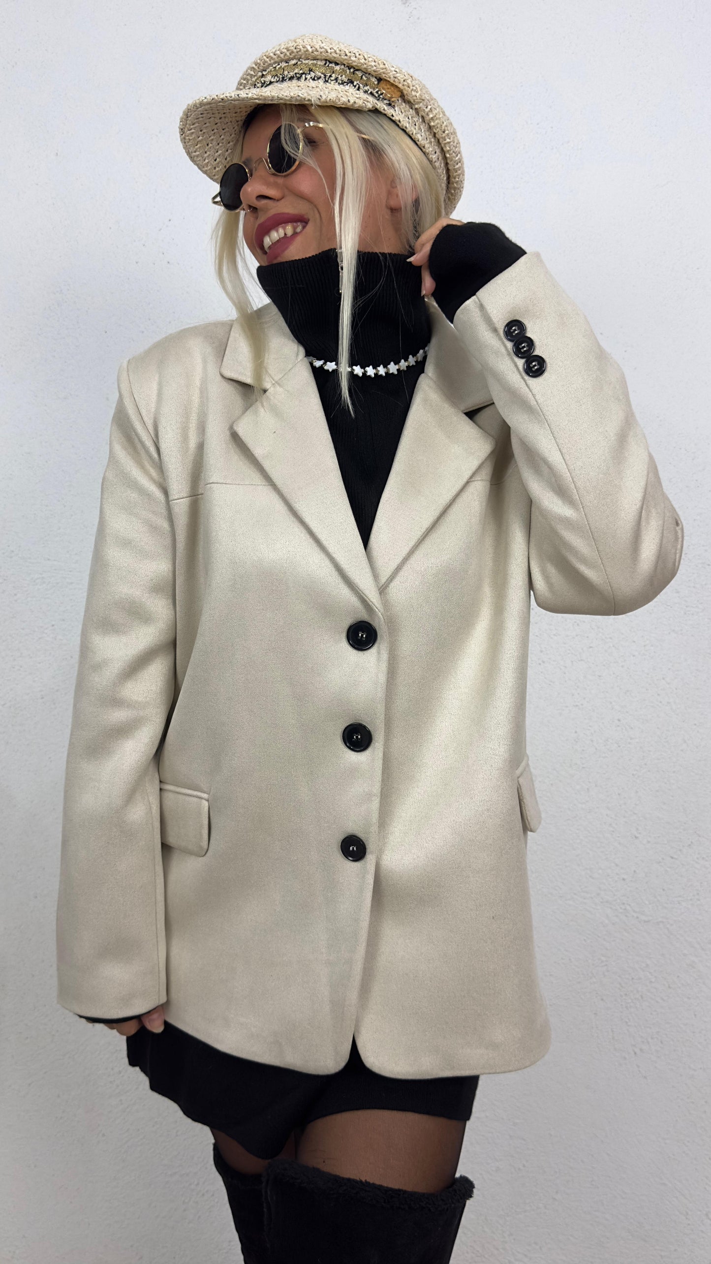 Oversize Bej Süet Ceket