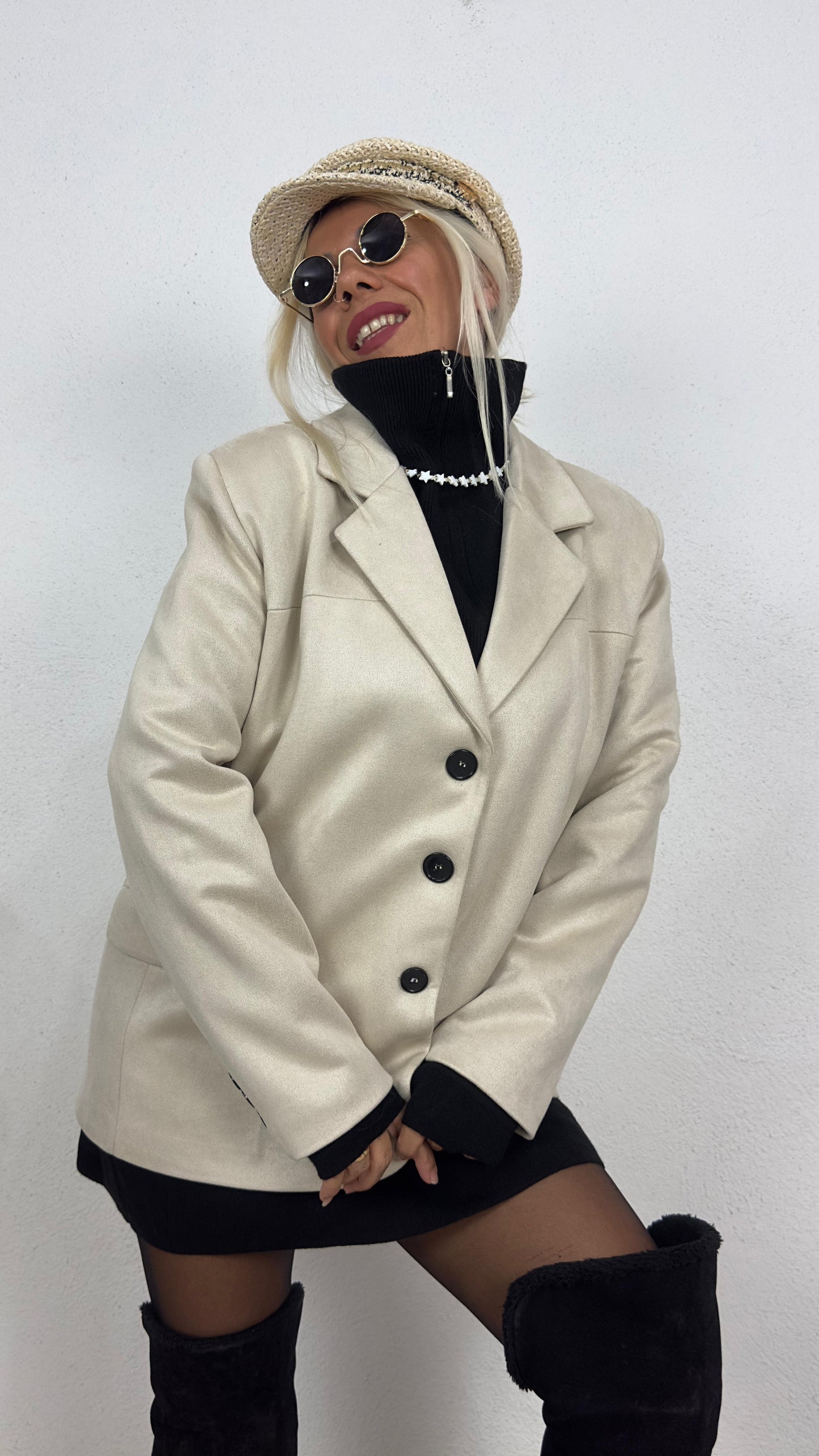 Oversize Bej Süet Ceket