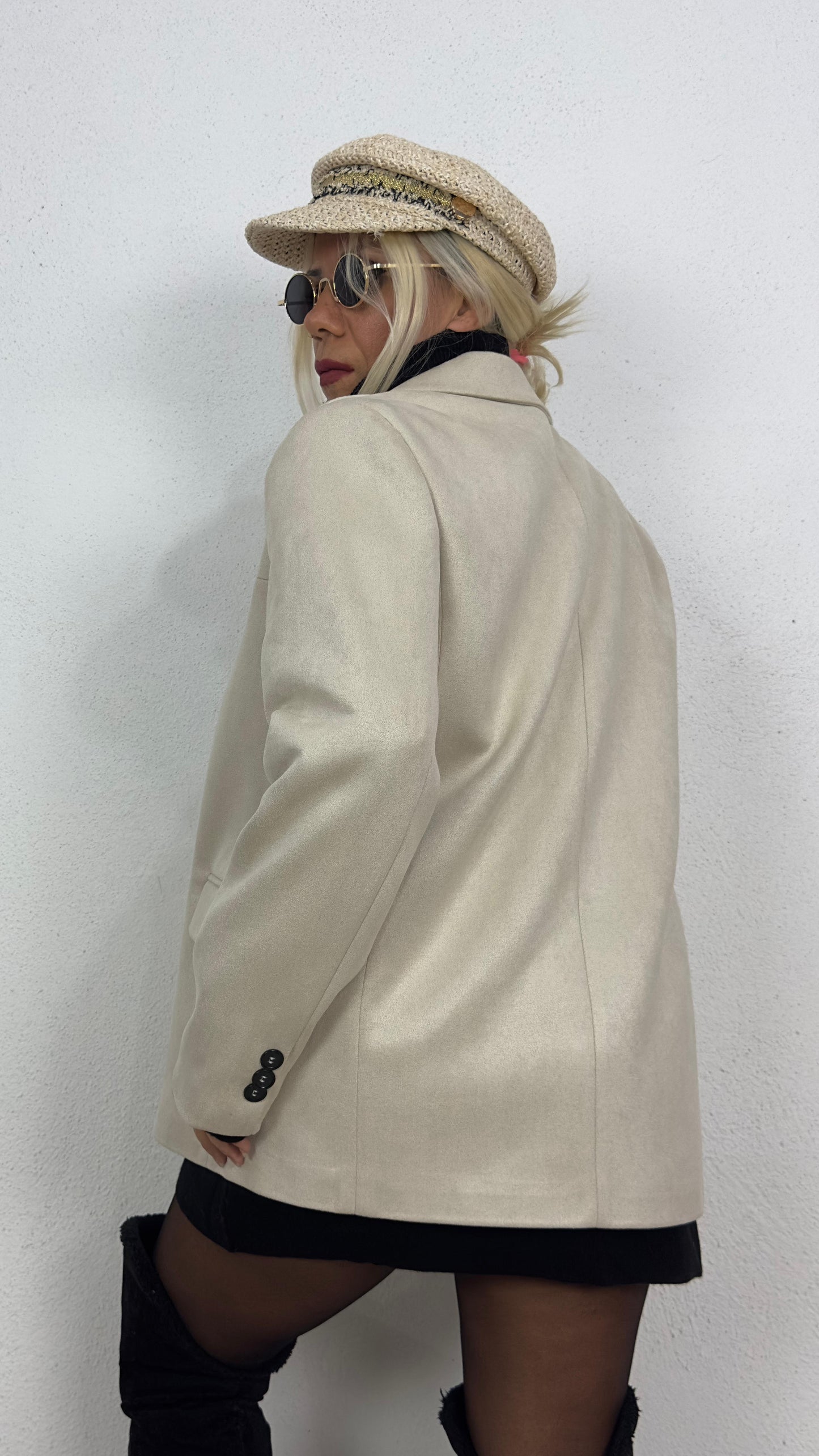 Oversize Bej Süet Ceket