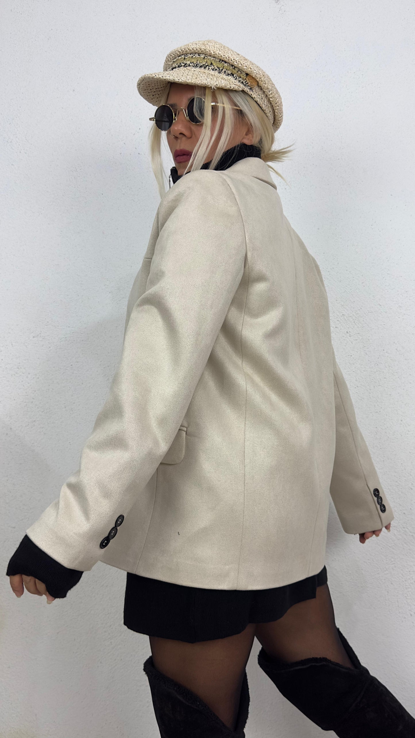 Oversize Bej Süet Ceket
