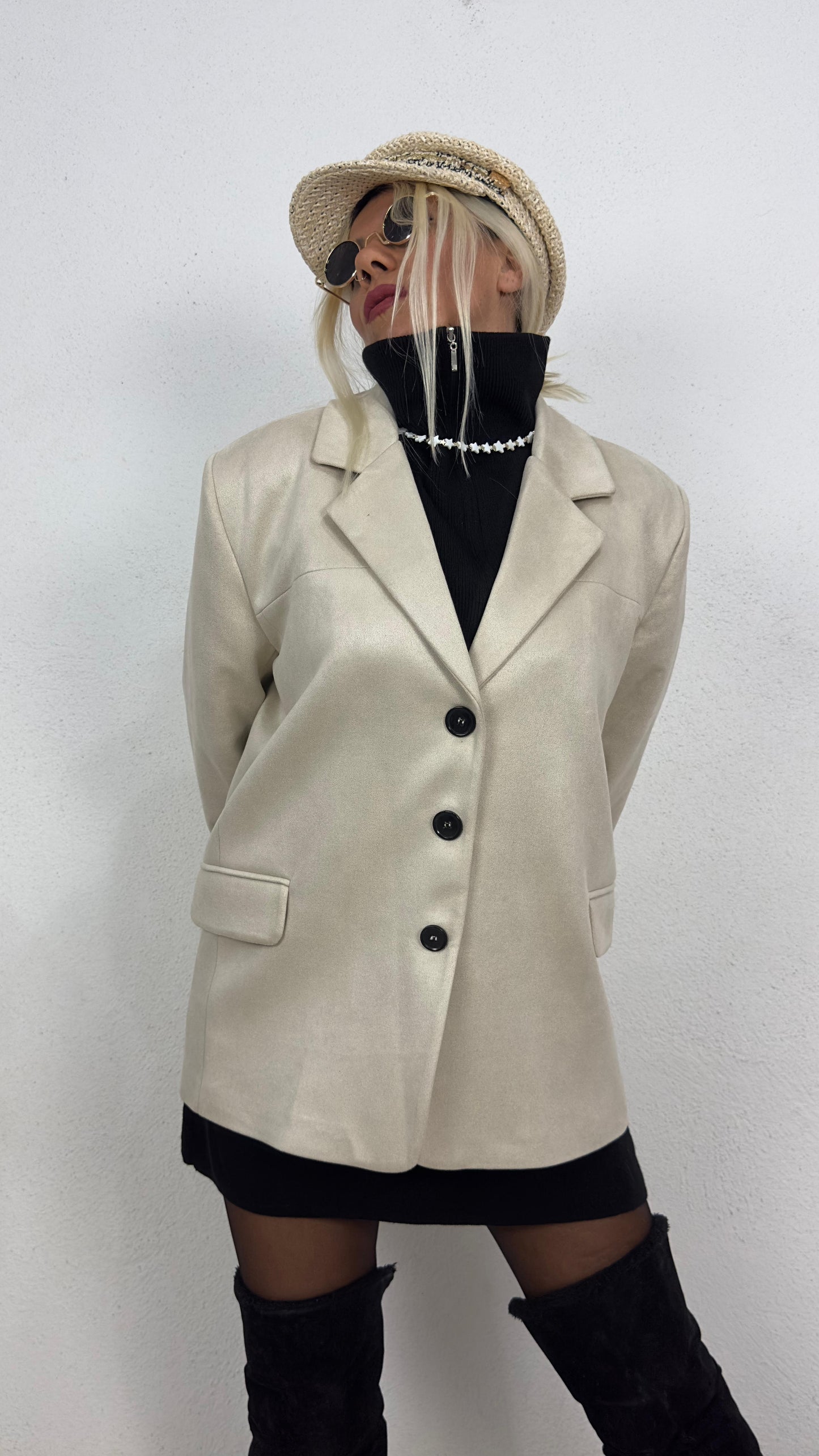 Oversize Bej Süet Ceket