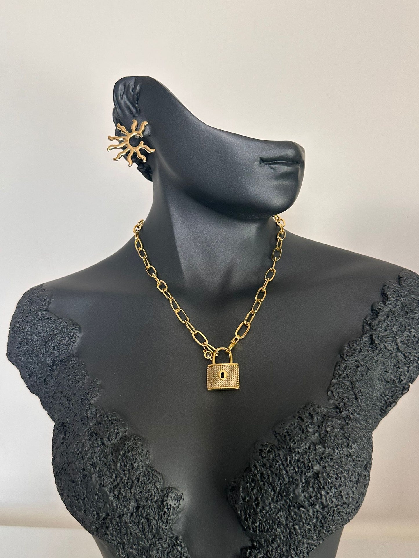Pirinç Gold Kilit Anahtar Charm Kolye