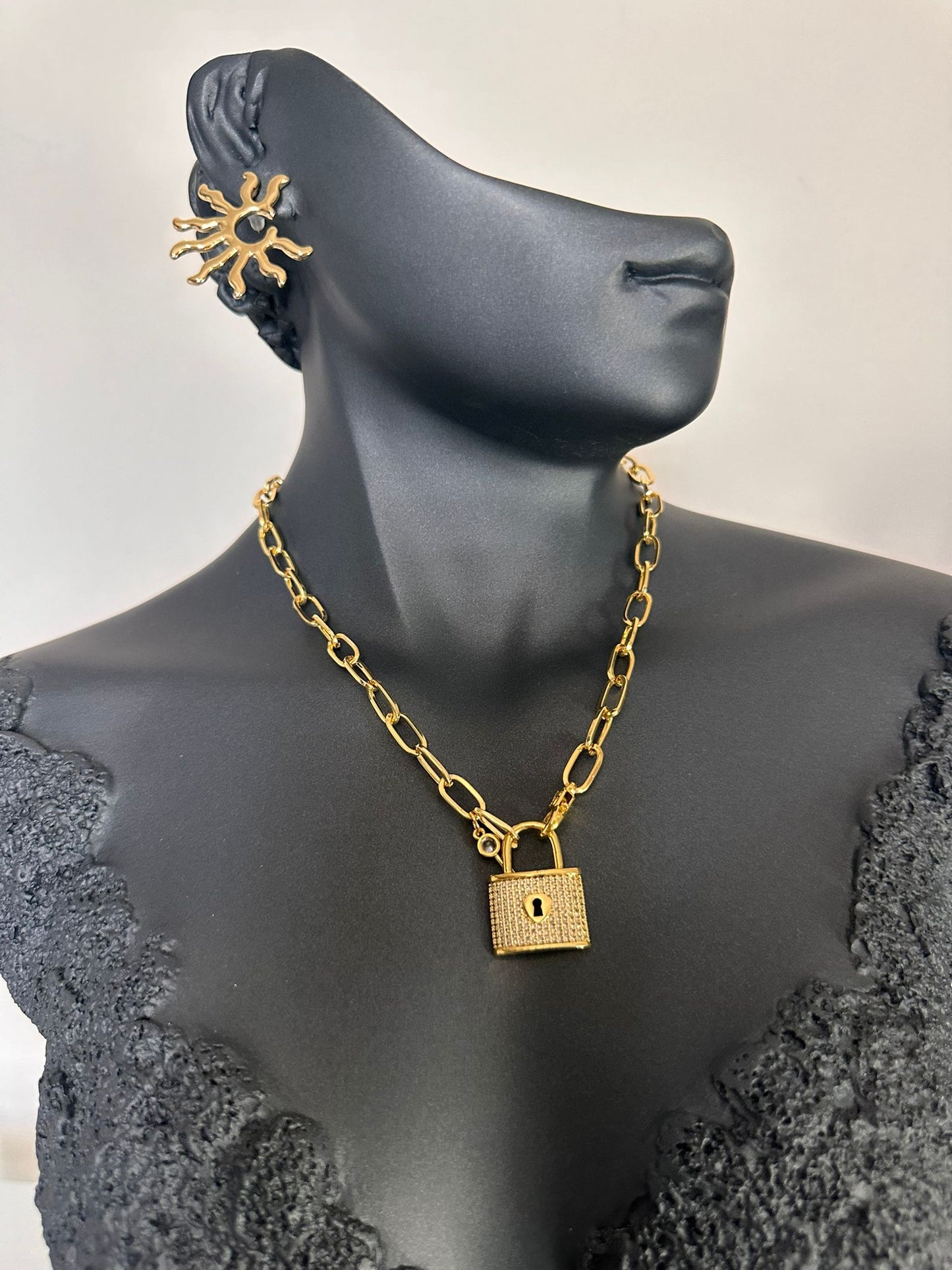 Pirinç Gold Kilit Anahtar Charm Kolye