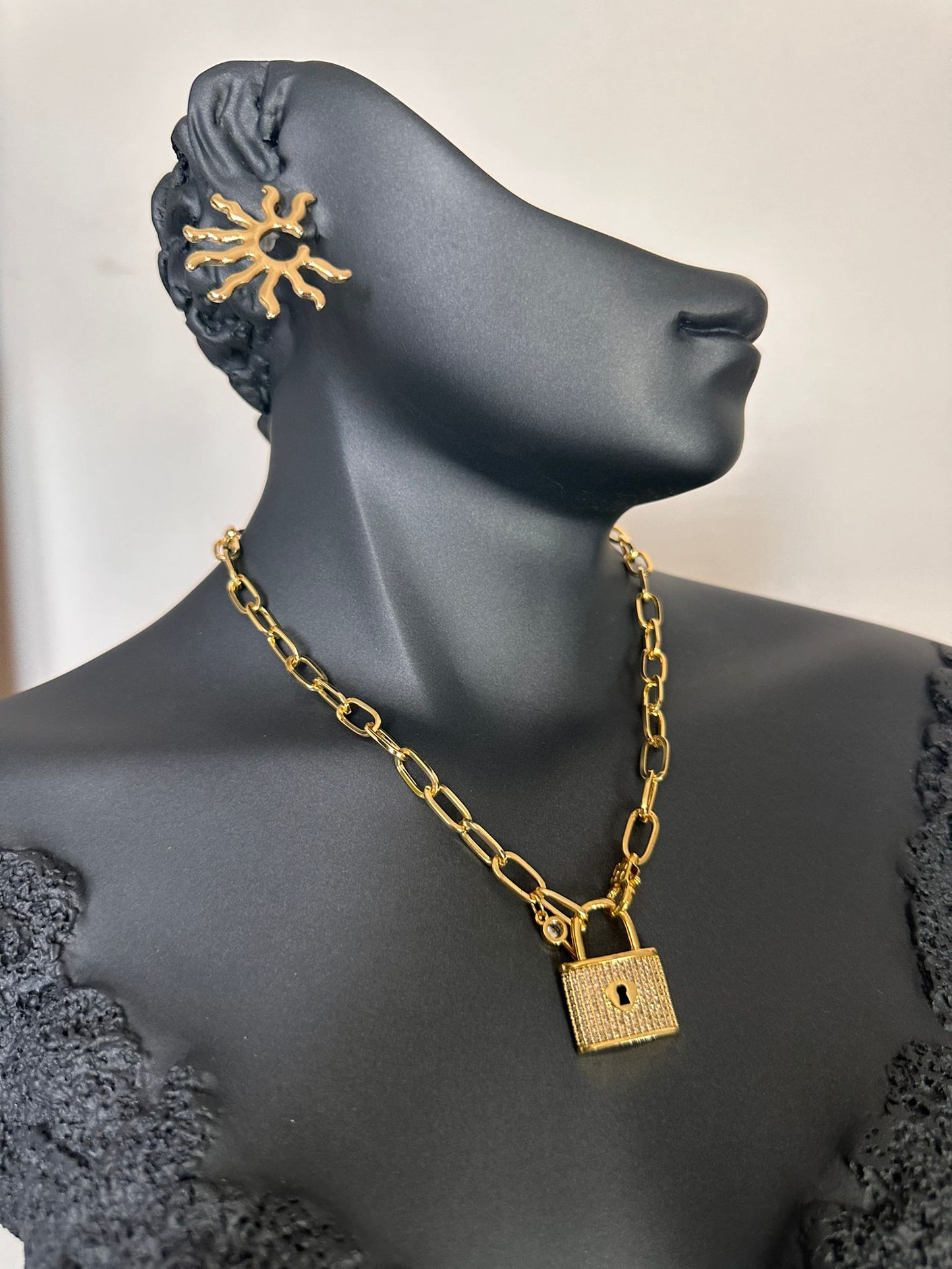 Pirinç Gold Kilit Anahtar Charm Kolye