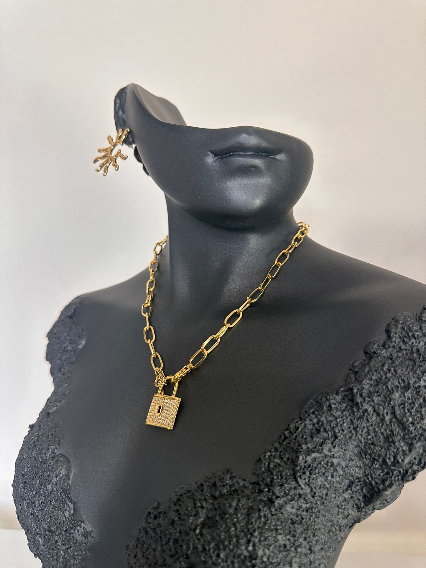 Pirinç Gold Kilit Anahtar Charm Kolye