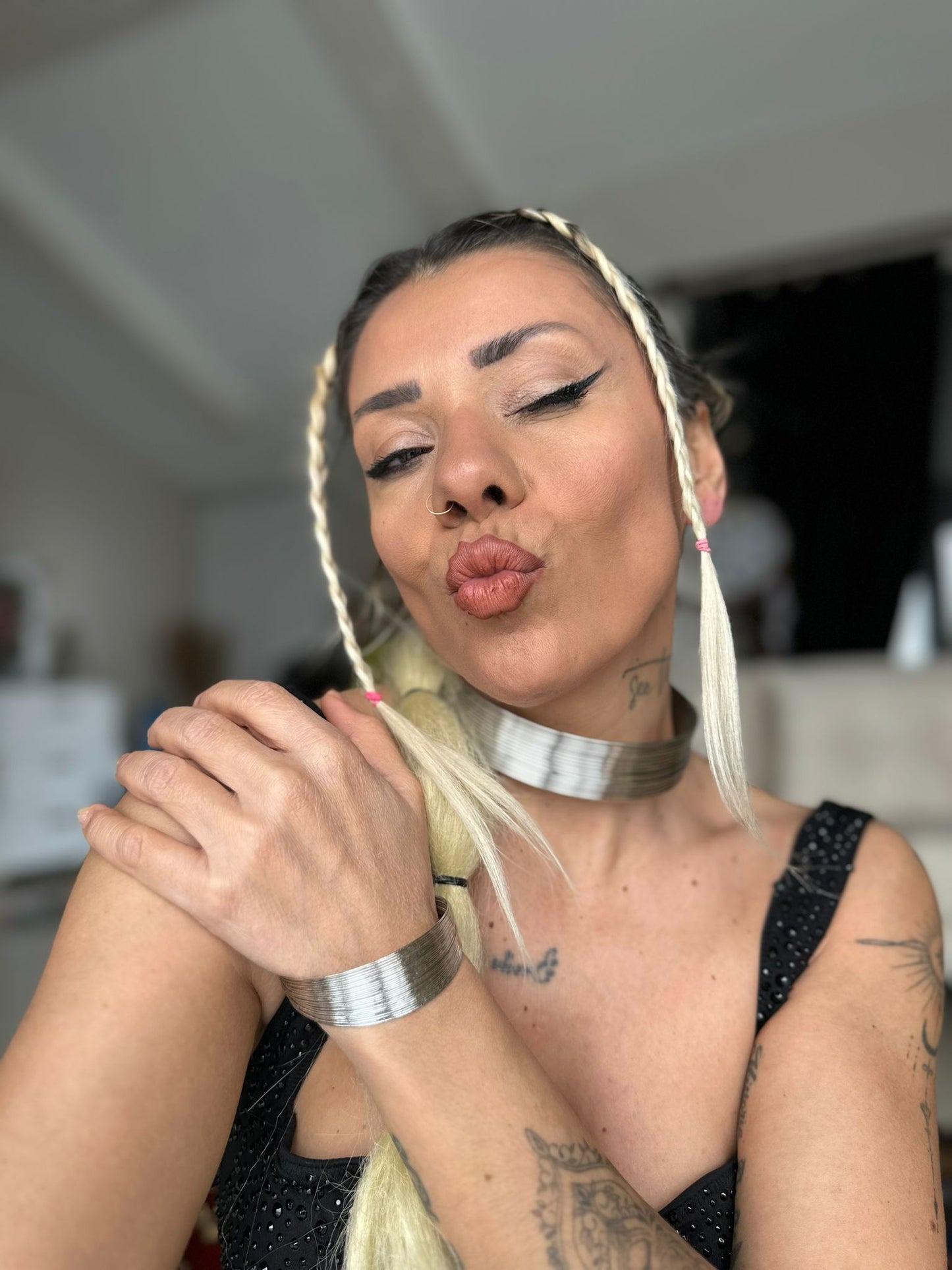 African Vintage Silver Choker Tel Tasma Kolye