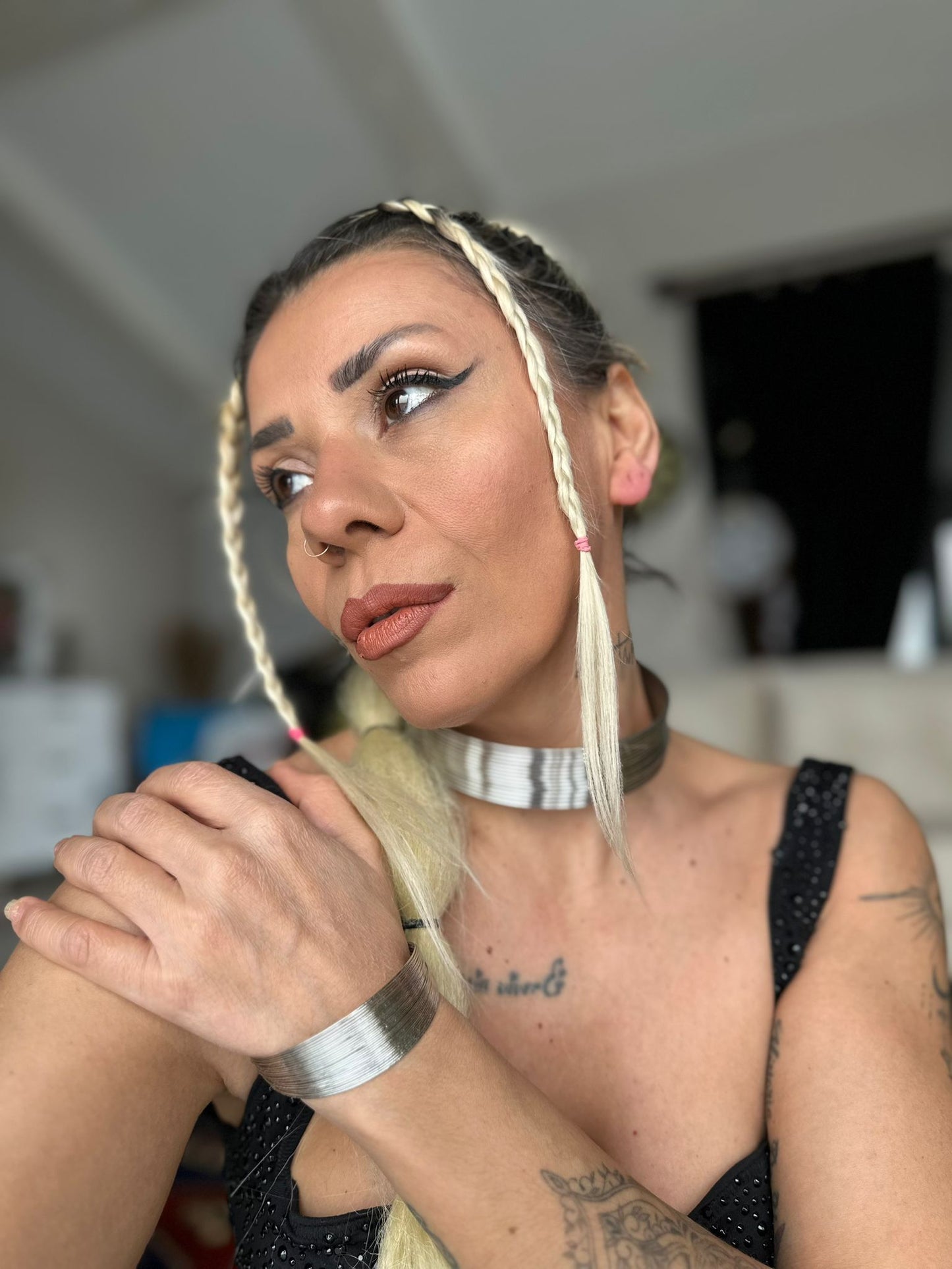 African Vintage Silver Choker Tel Tasma Kolye