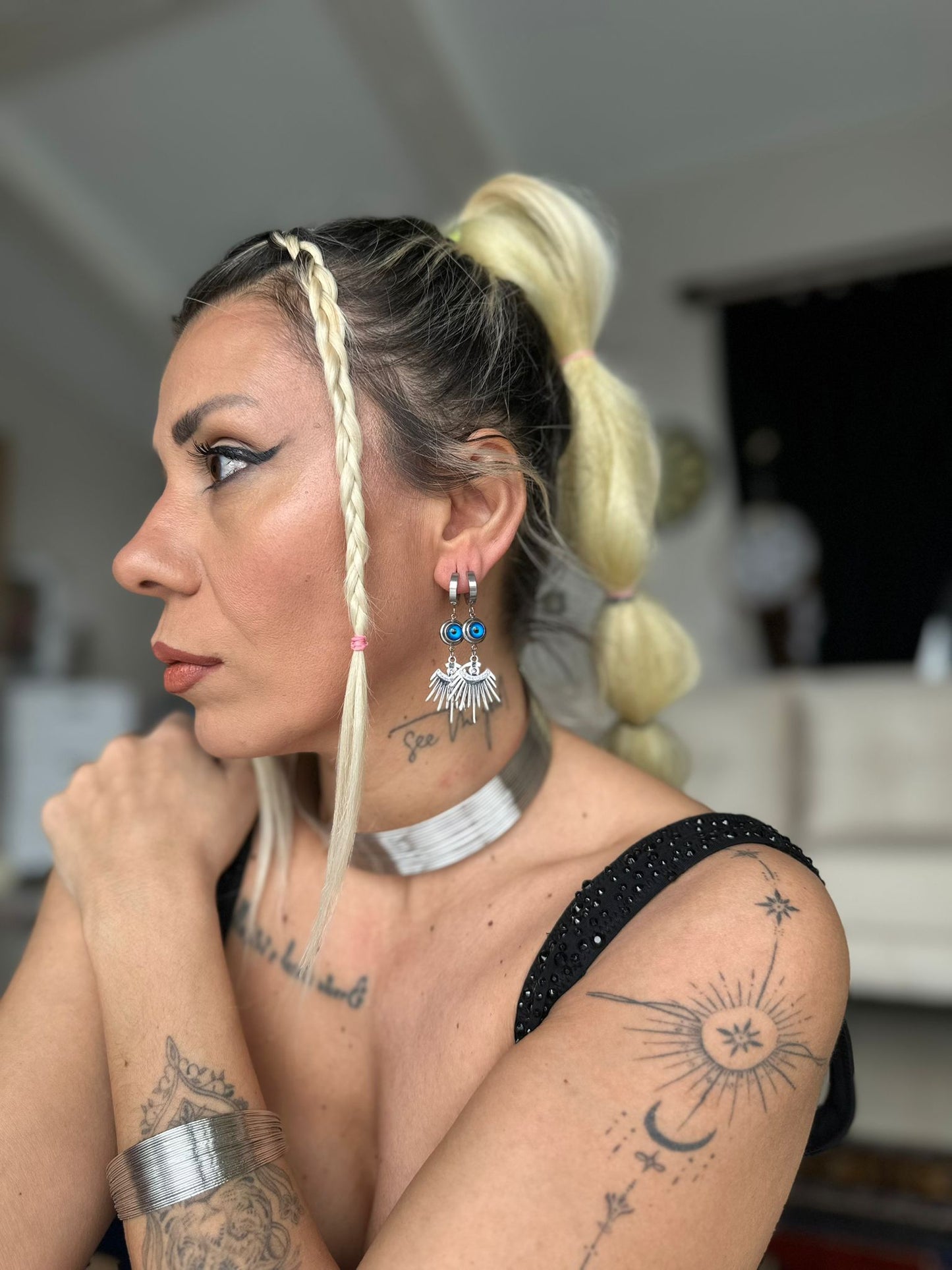 African Vintage Silver Choker Tel Tasma Kolye