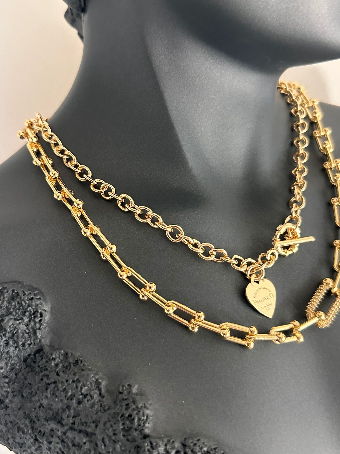 Pirinç Gold Tiff Kalp Model Kolye