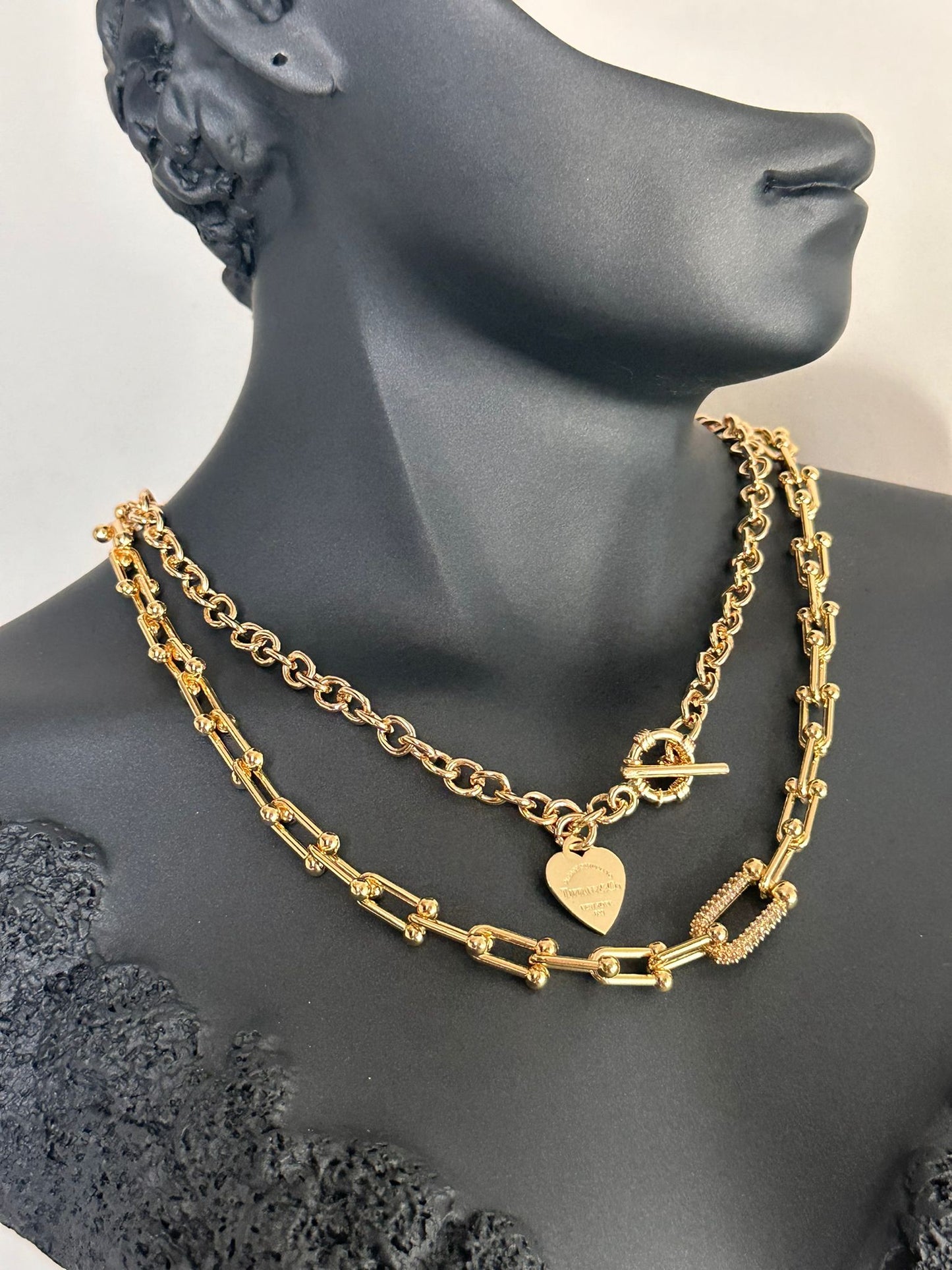 Pirinç Gold Tiff Kalp Model Kolye