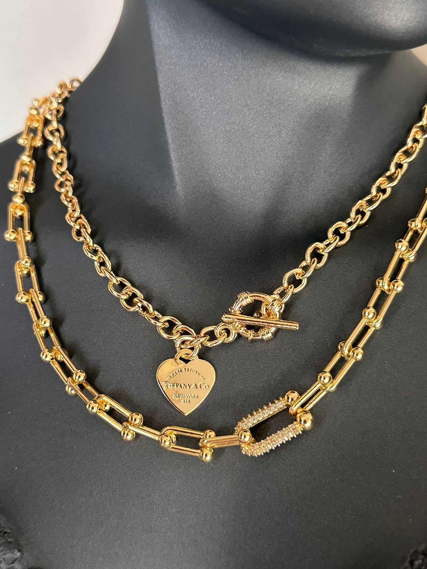 Pirinç Gold Tiff Kalp Model Kolye
