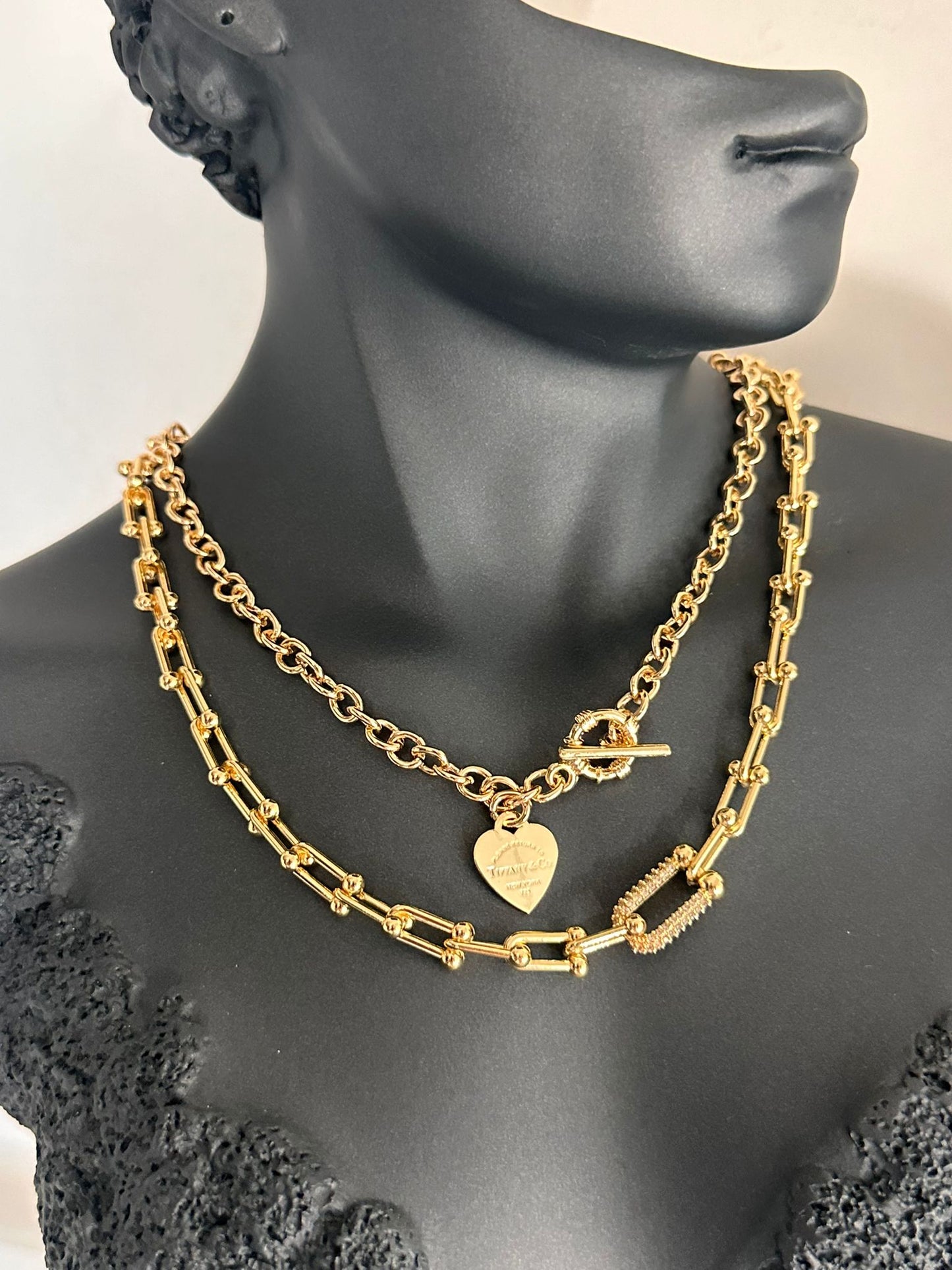 Pirinç Gold Tiff Kalp Model Kolye
