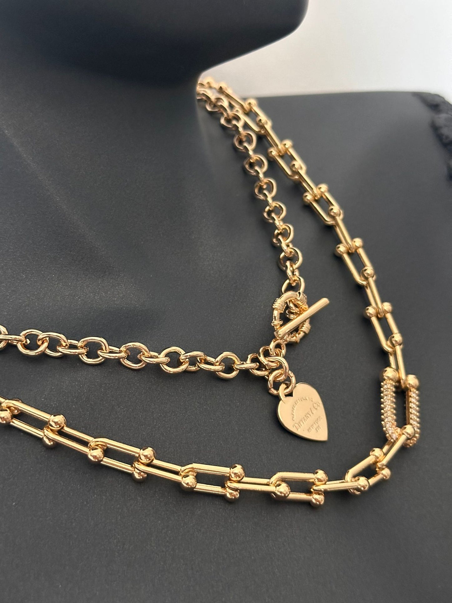 Pirinç Gold Tiff Kalp Model Kolye