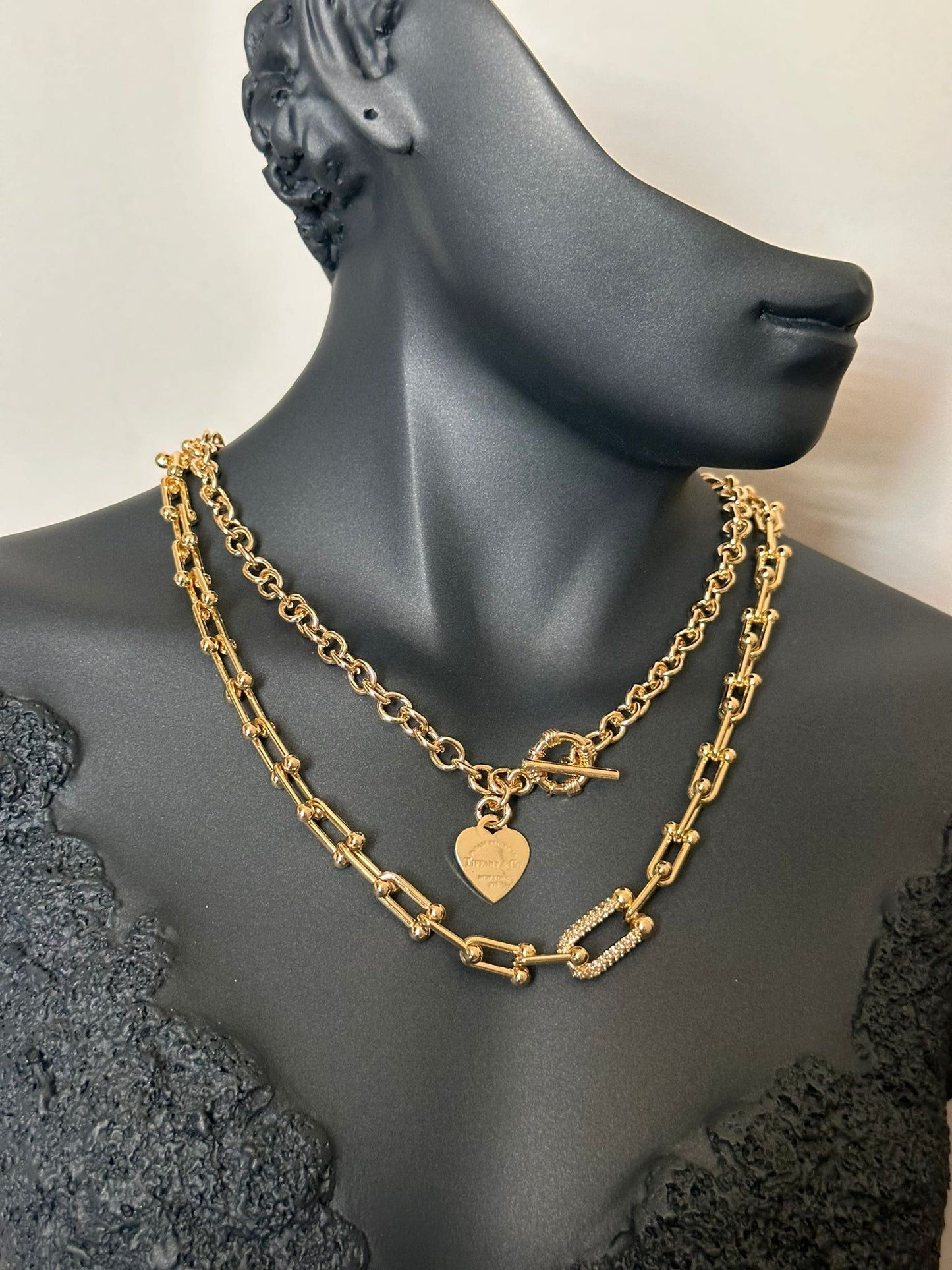 Pirinç Gold Tiff Kalp Model Kolye