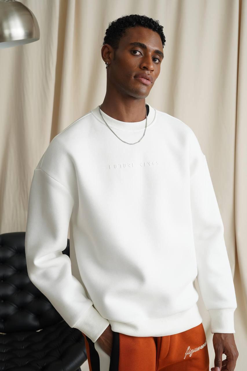 Unisex Beyaz King Oversize Sweatshirt