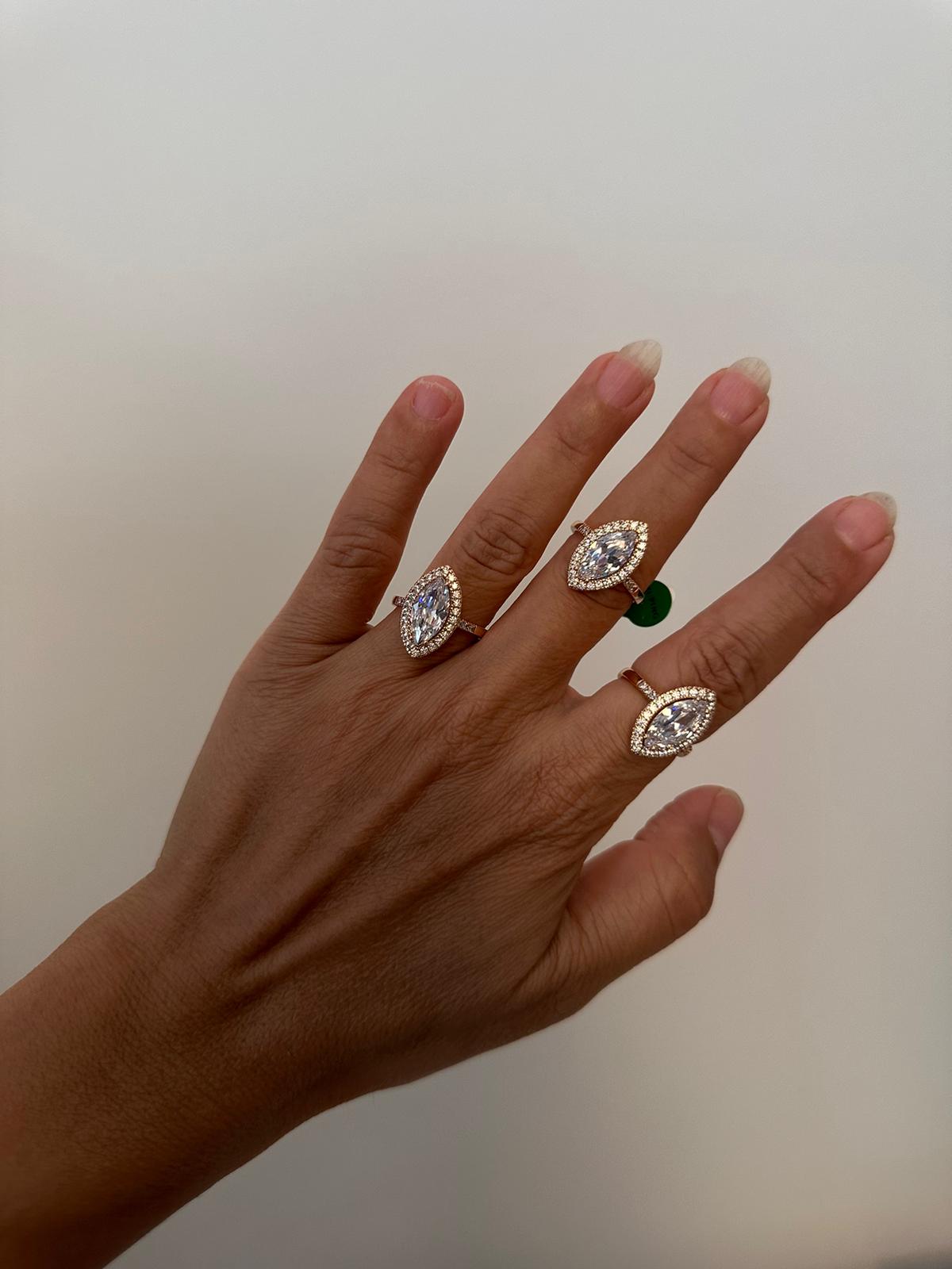 Xuping Rose Gold Numaralı Zirkon Taşlı Badem Model Yüzük